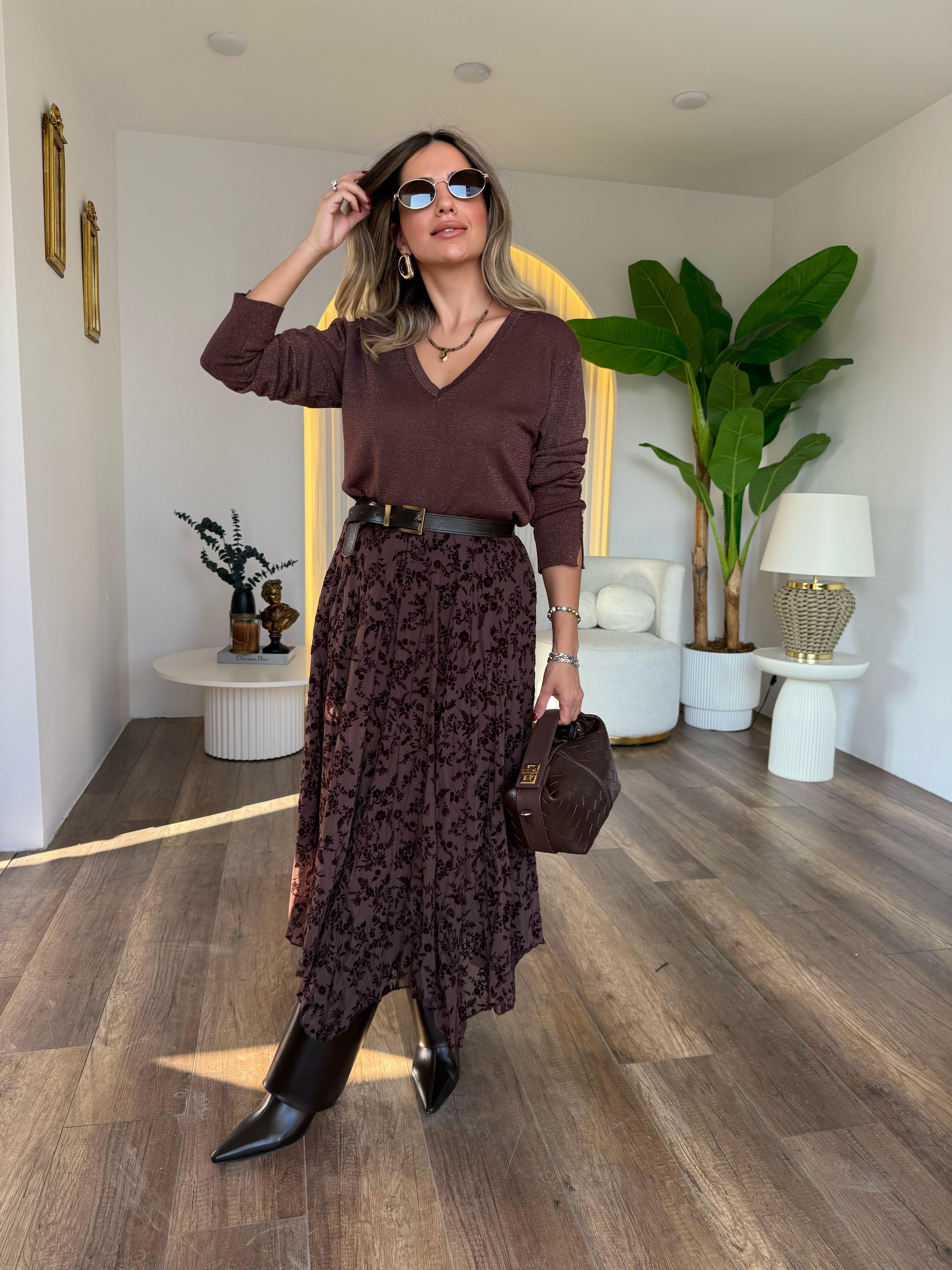 10846 V Yaka Kollardan Düğmeli Triko