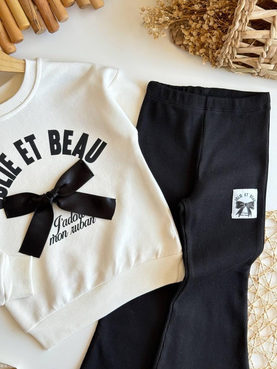 10870 Kids Kurdelalı Baskılı Takım 2-3/7-8 Yaş