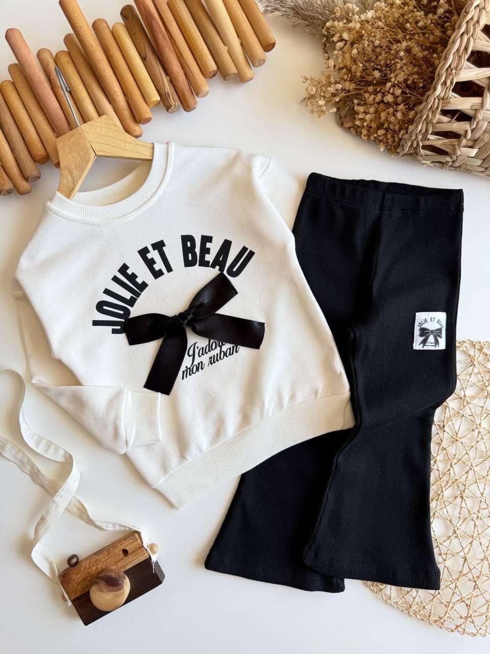 10870 Kids Kurdelalı Baskılı Takım 2-3/7-8 Yaş