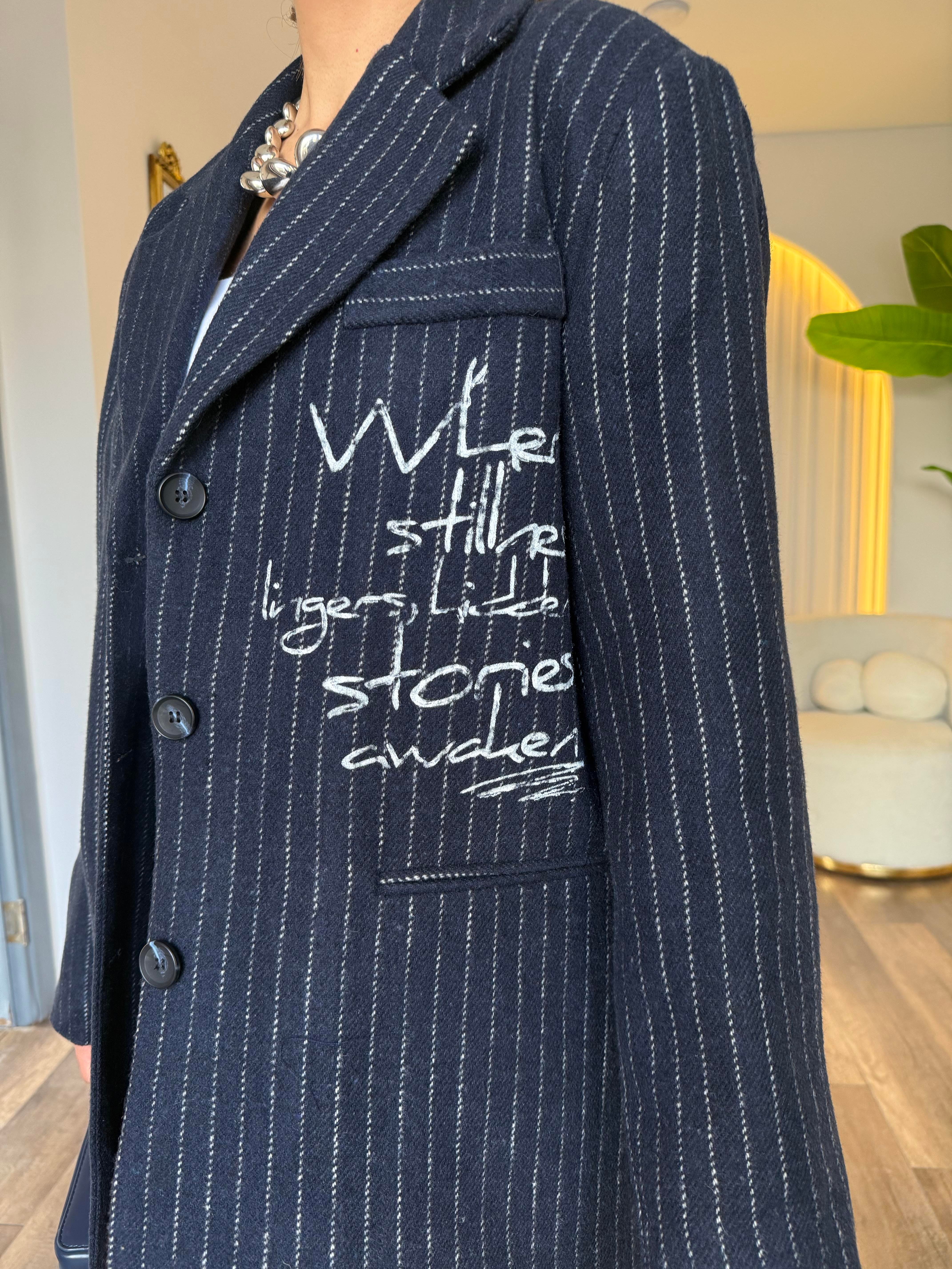 10894 Kendinden Çizgili Blazer Ceket