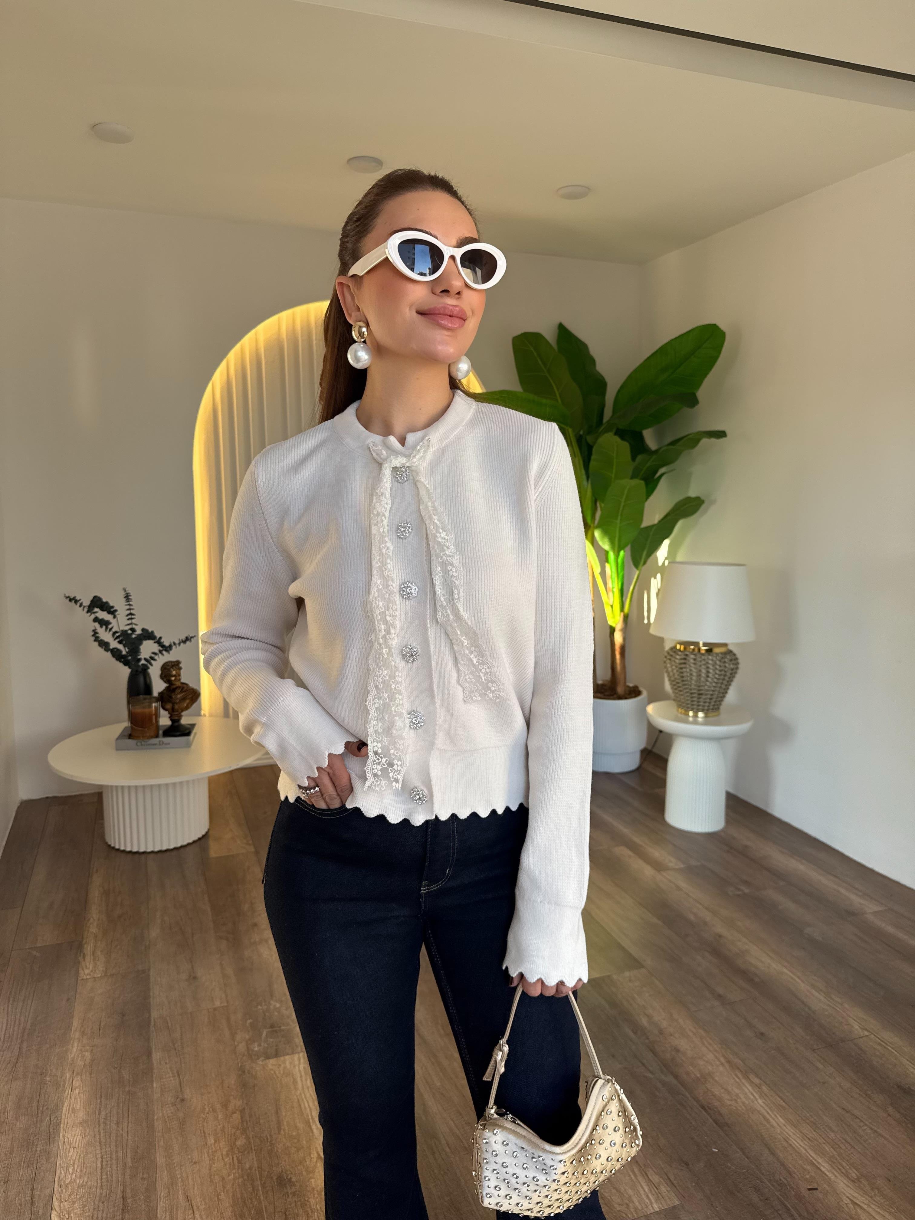10979 Dantel Fularlı Hırka