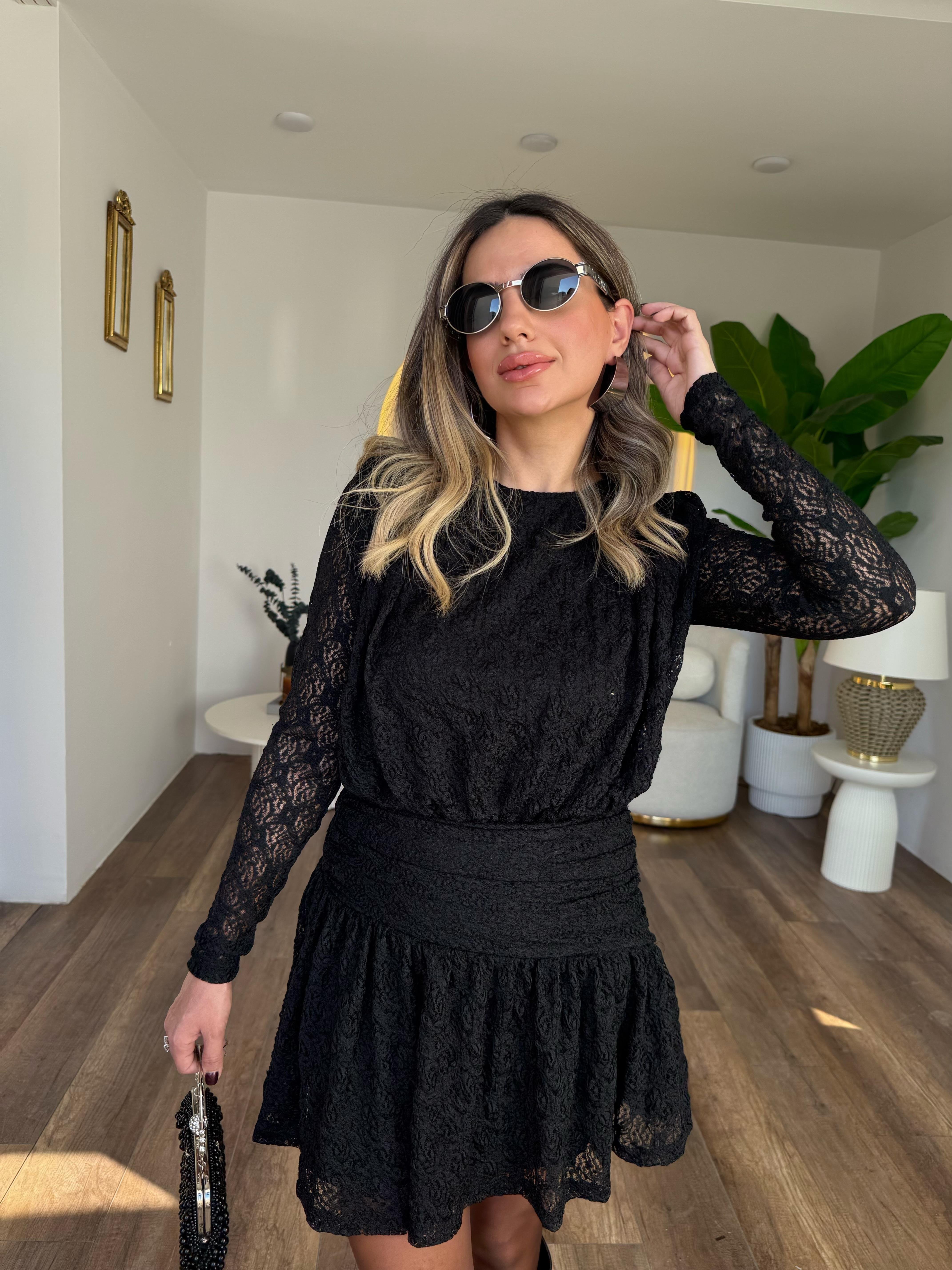 10988 Güpür Drape Elbise