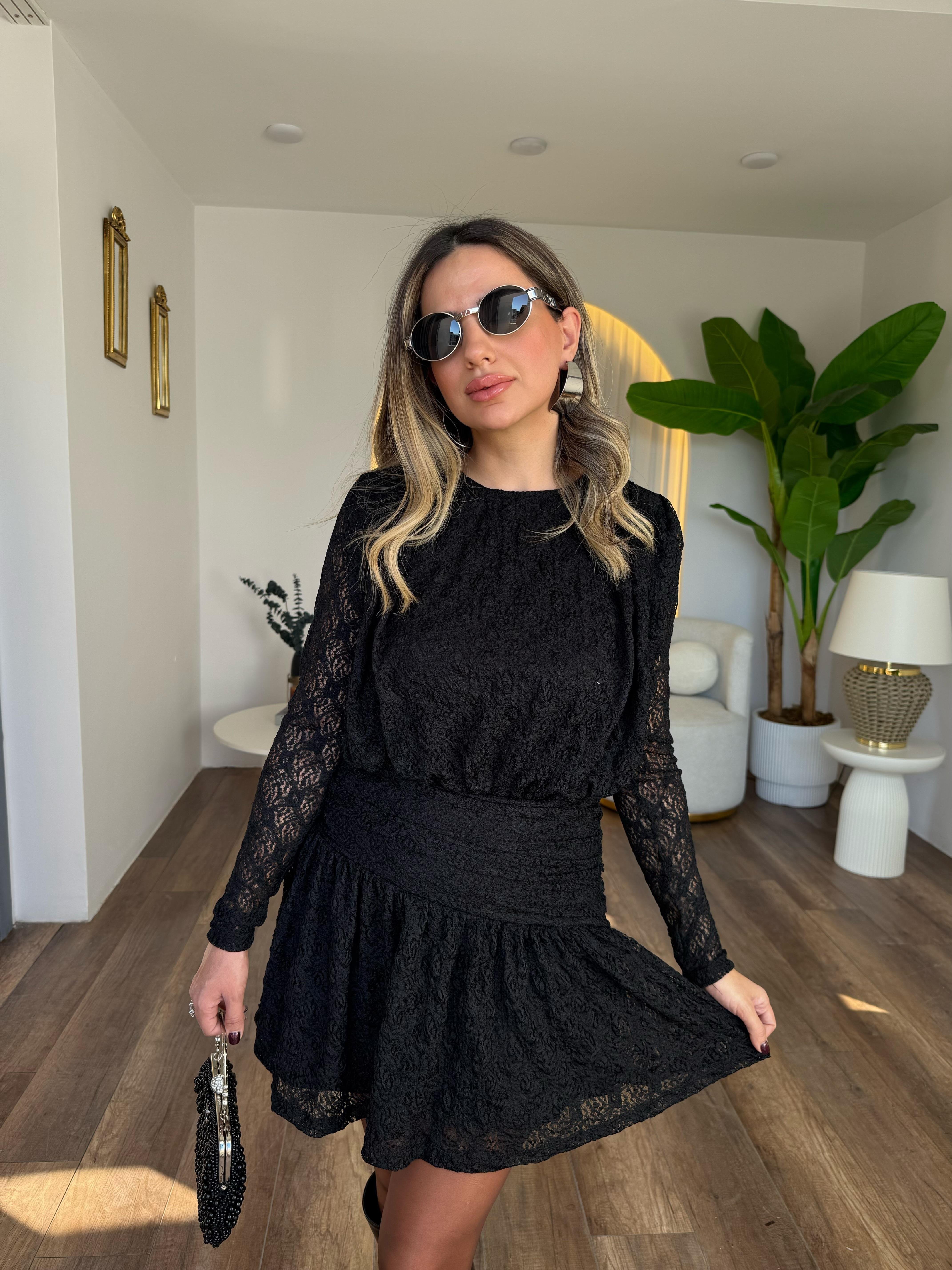 10988 Güpür Drape Elbise