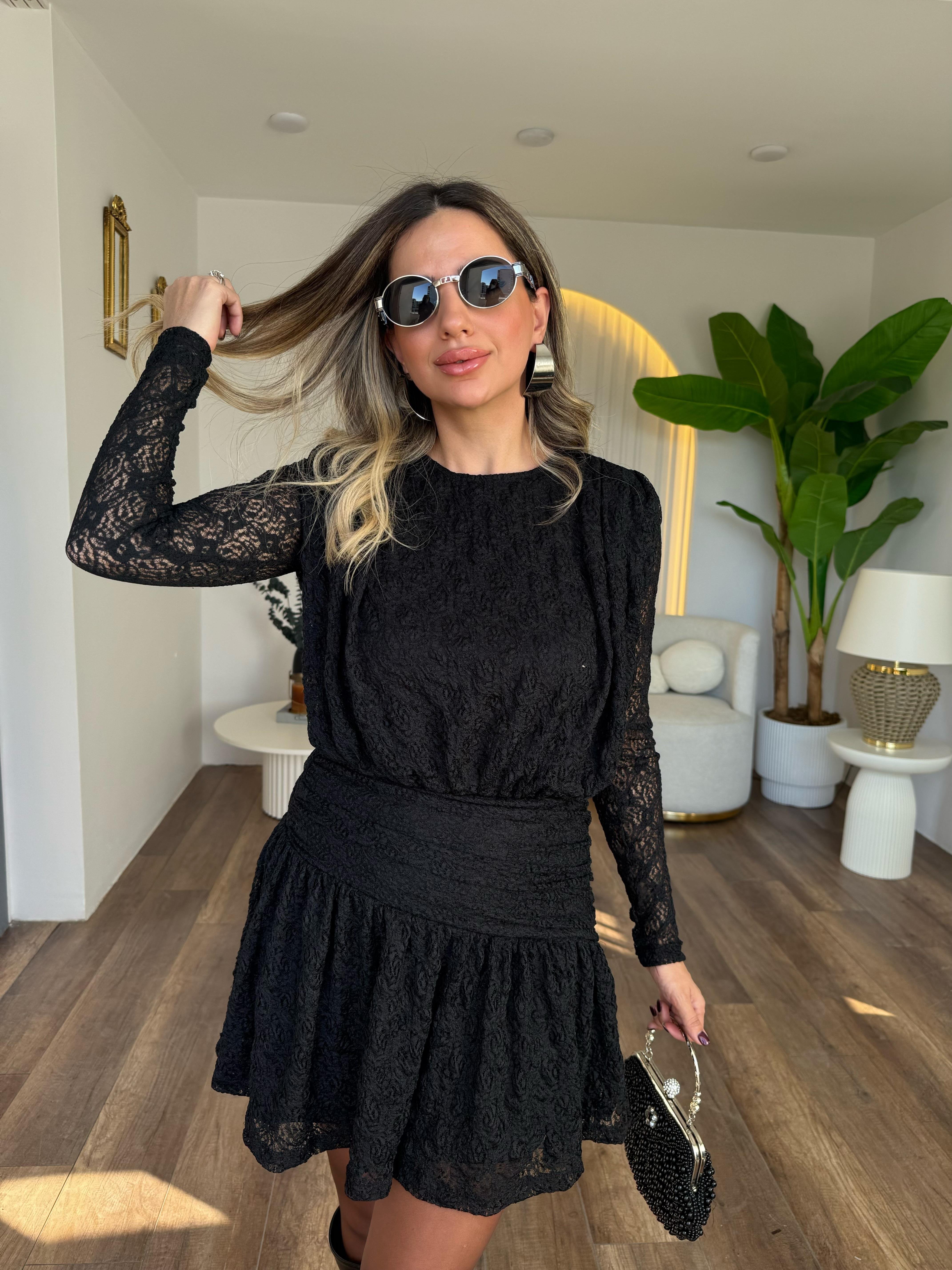 10988 Güpür Drape Elbise