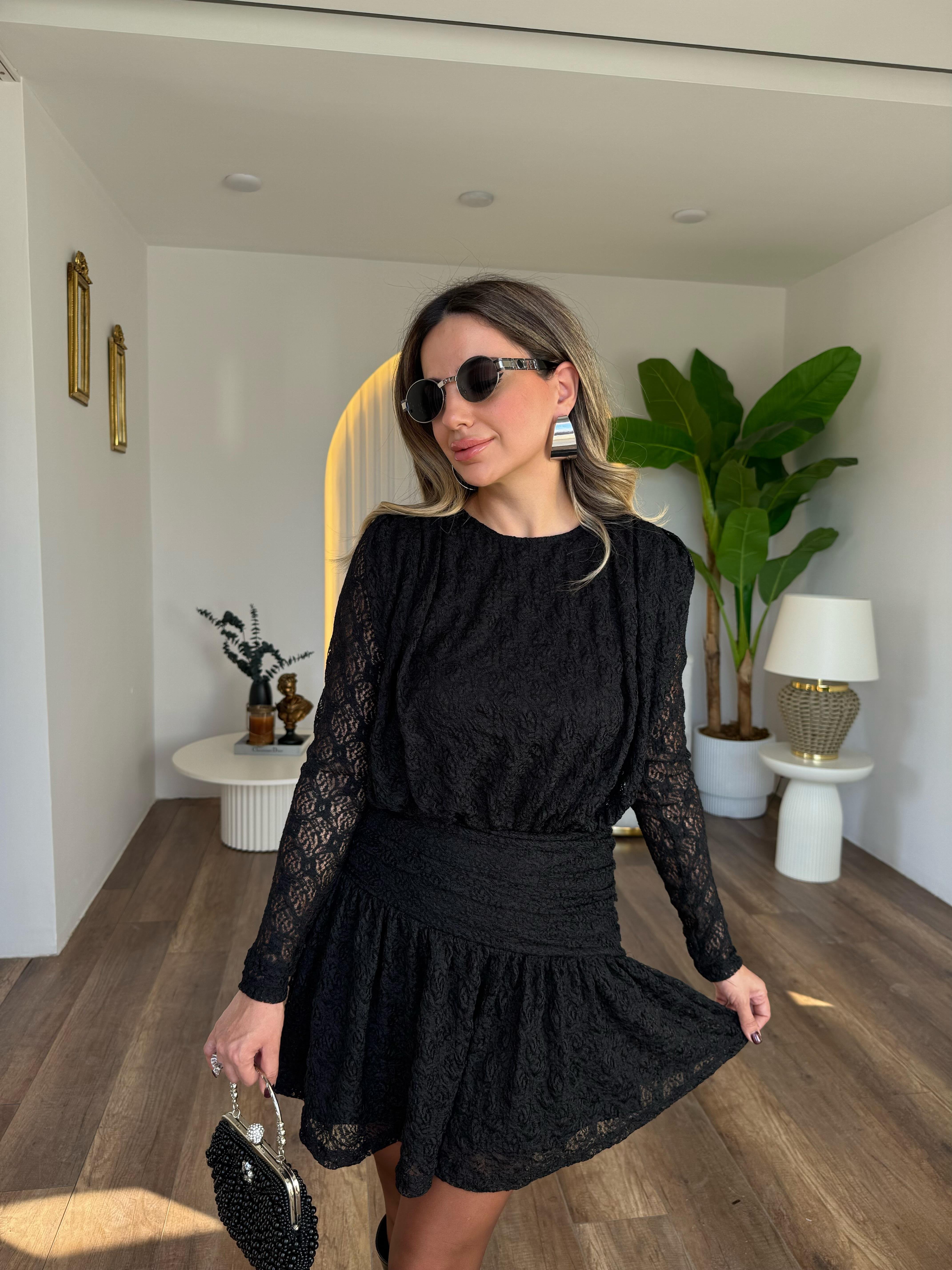 10988 Güpür Drape Elbise