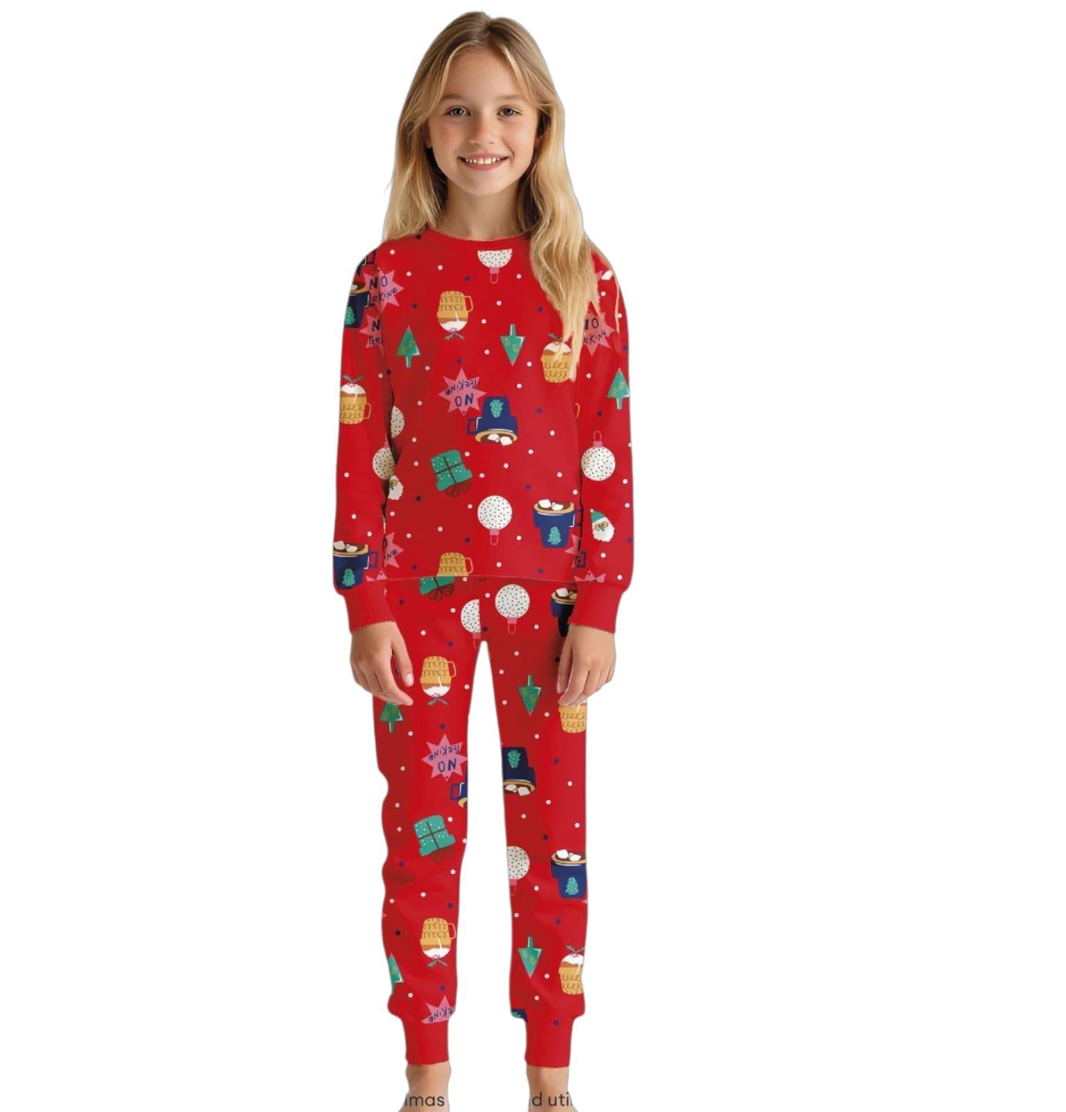11056 Kids Yeniyılı Pijama Takım 1-2/12-13 Yaş