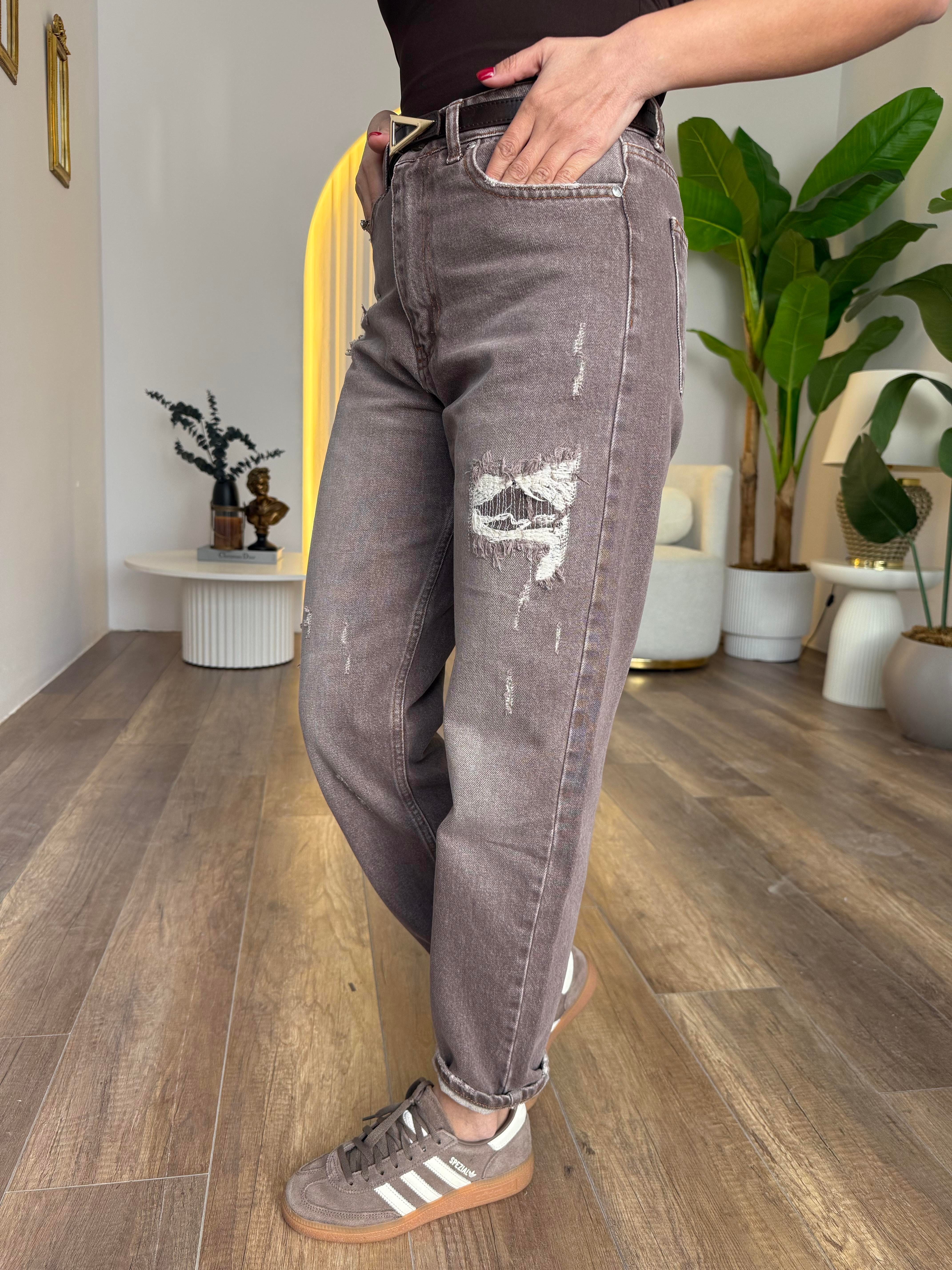 11060 Lazer Kesim Kahve Jean