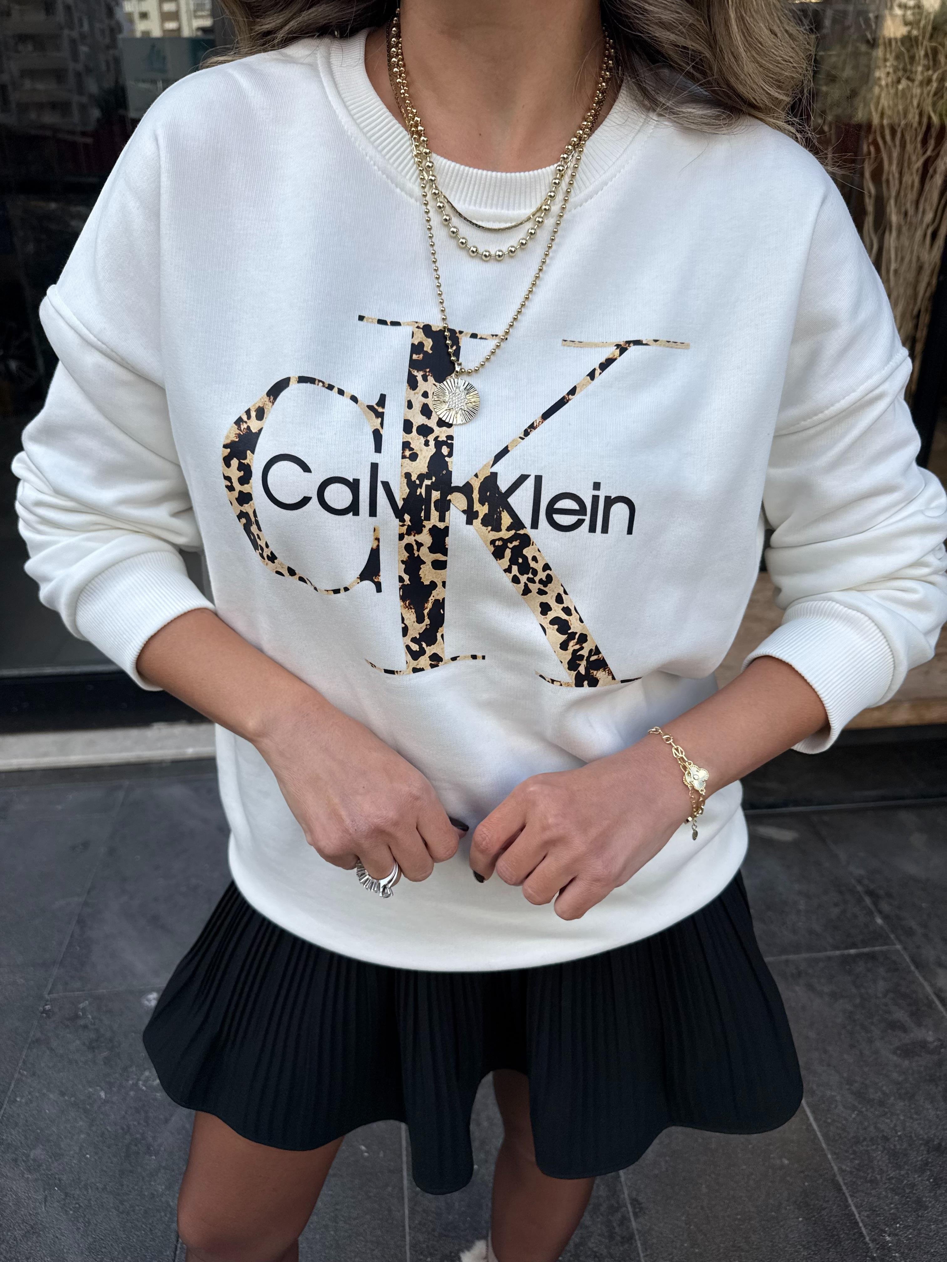 11100 Orj Marka Leopar Baskılı Sweatshirt