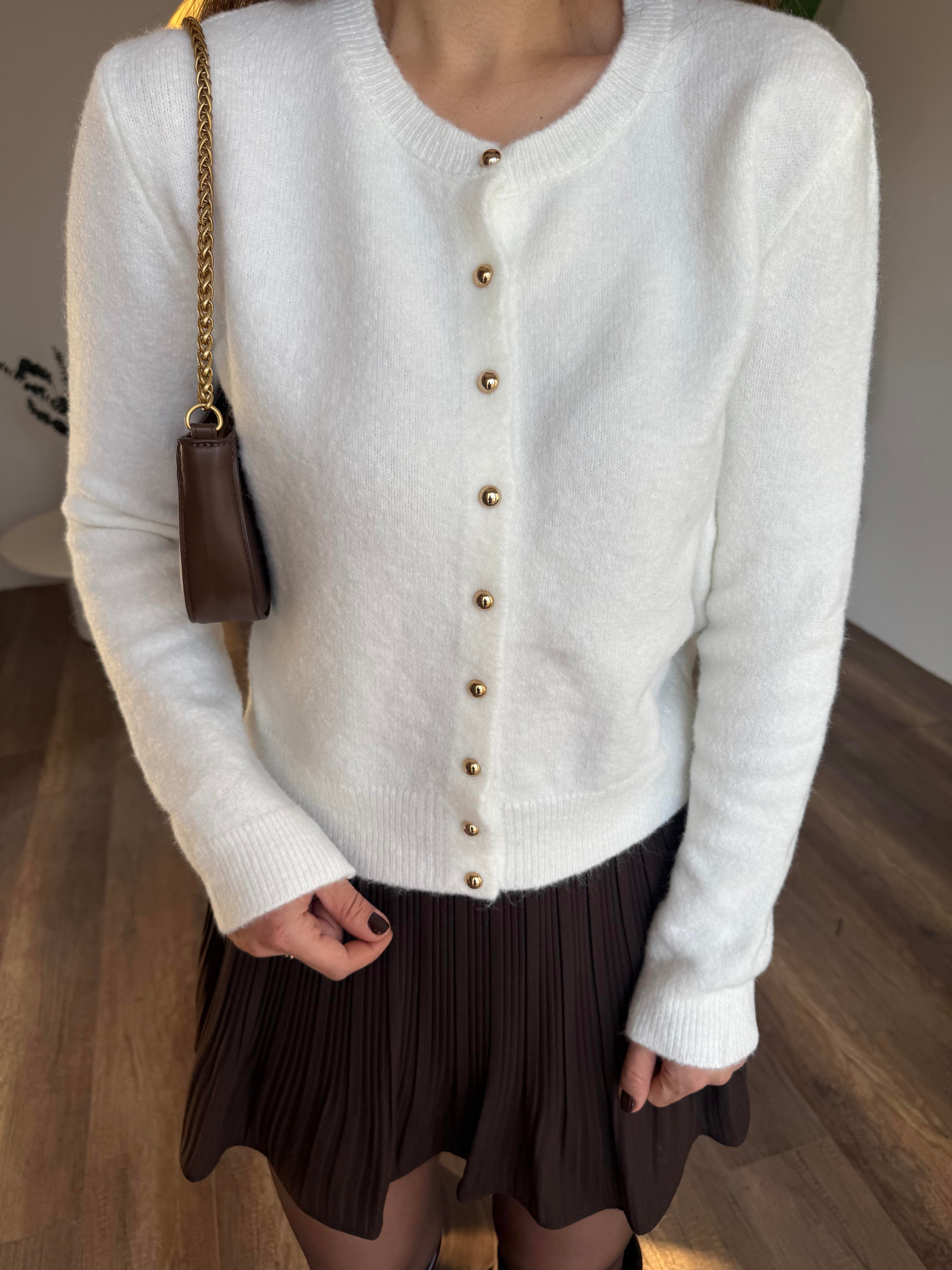 11121 Gold Düğmeli Triko Hırka