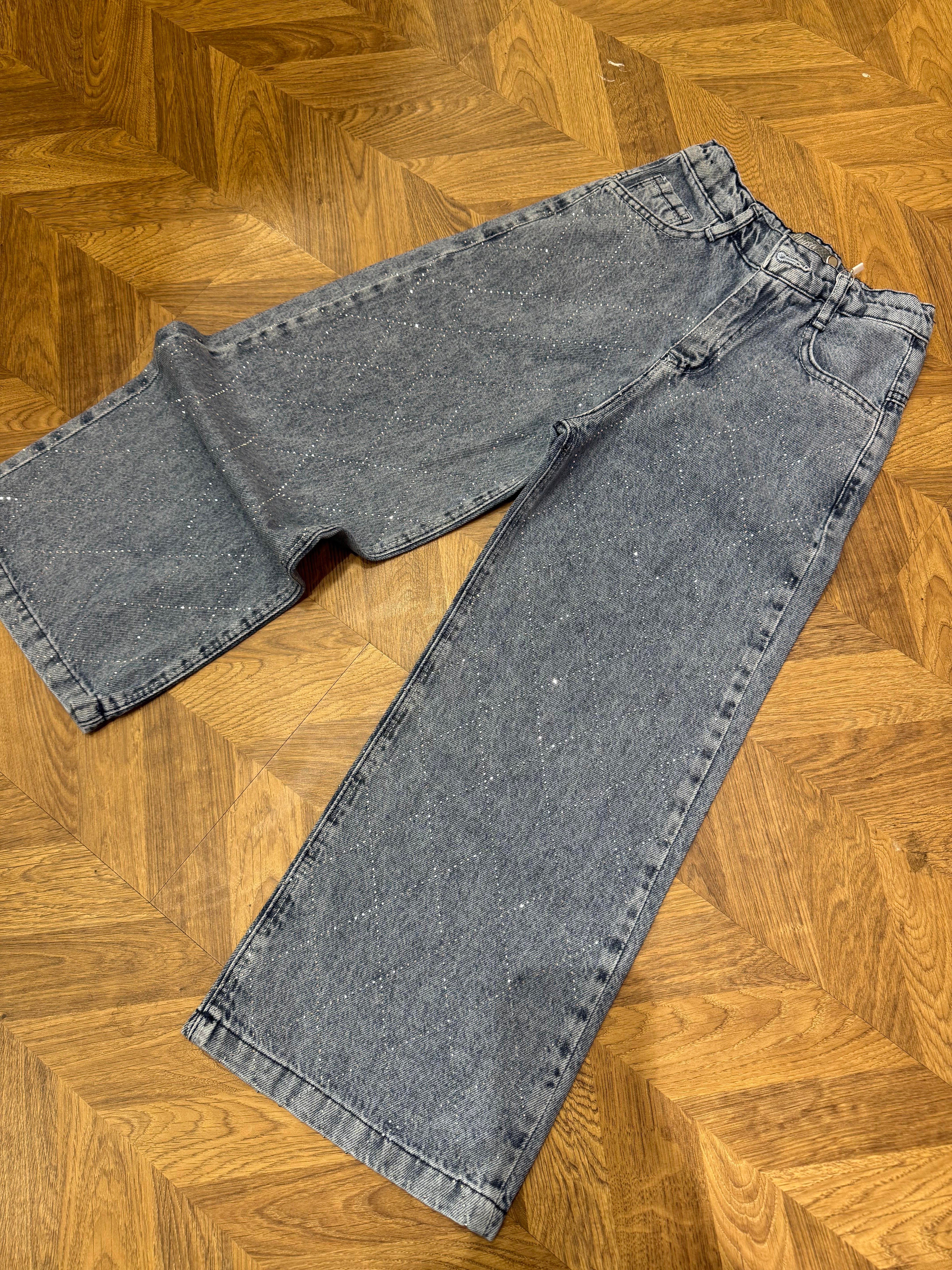 11130 Kids Palazzo Taşlı Kot Pantolon 8-9/16-17 Yaş