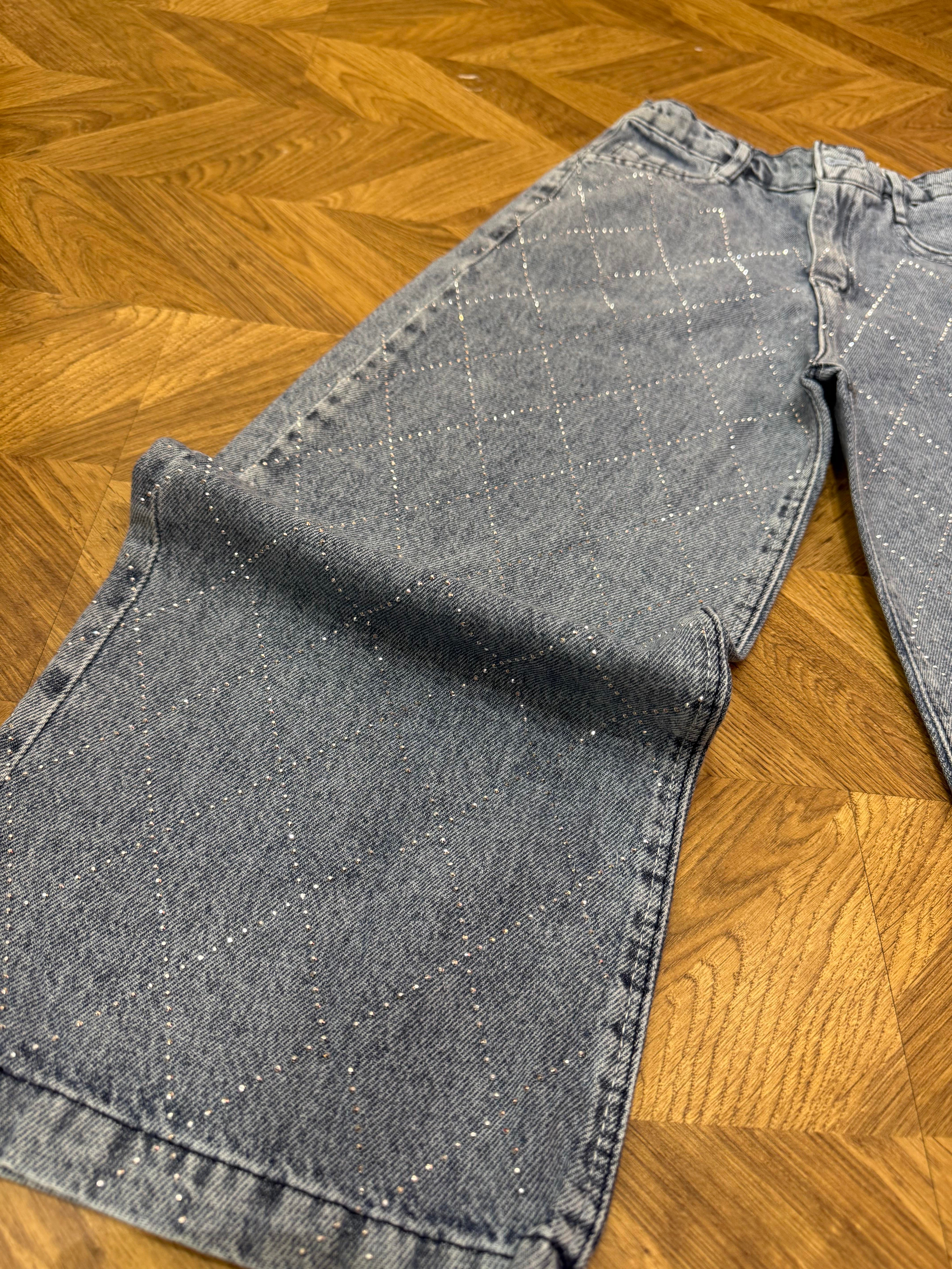 11130 Kids Palazzo Taşlı Kot Pantolon 8-9/16-17 Yaş