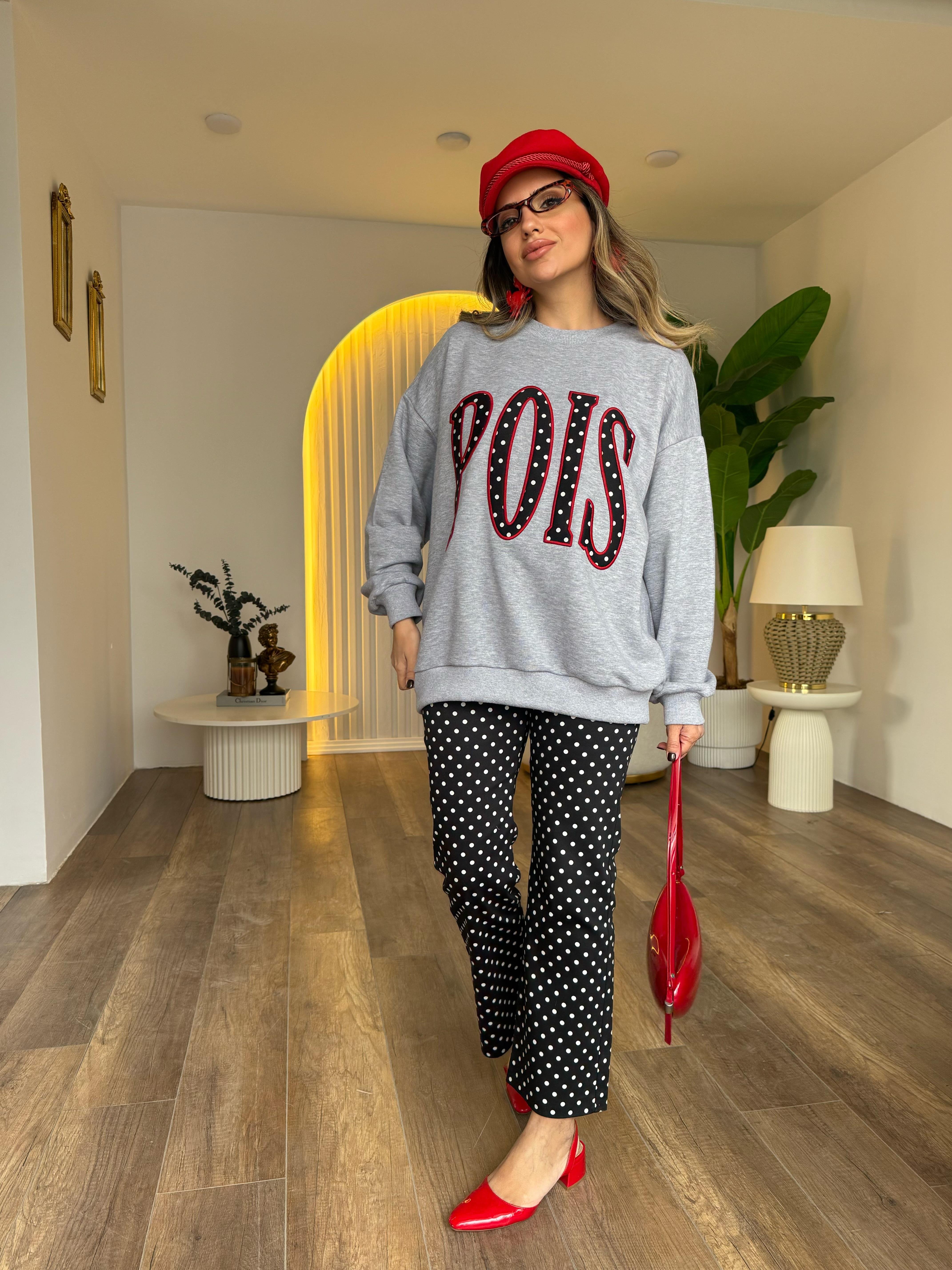11143 Puantiye Detaylı Sweatshirt