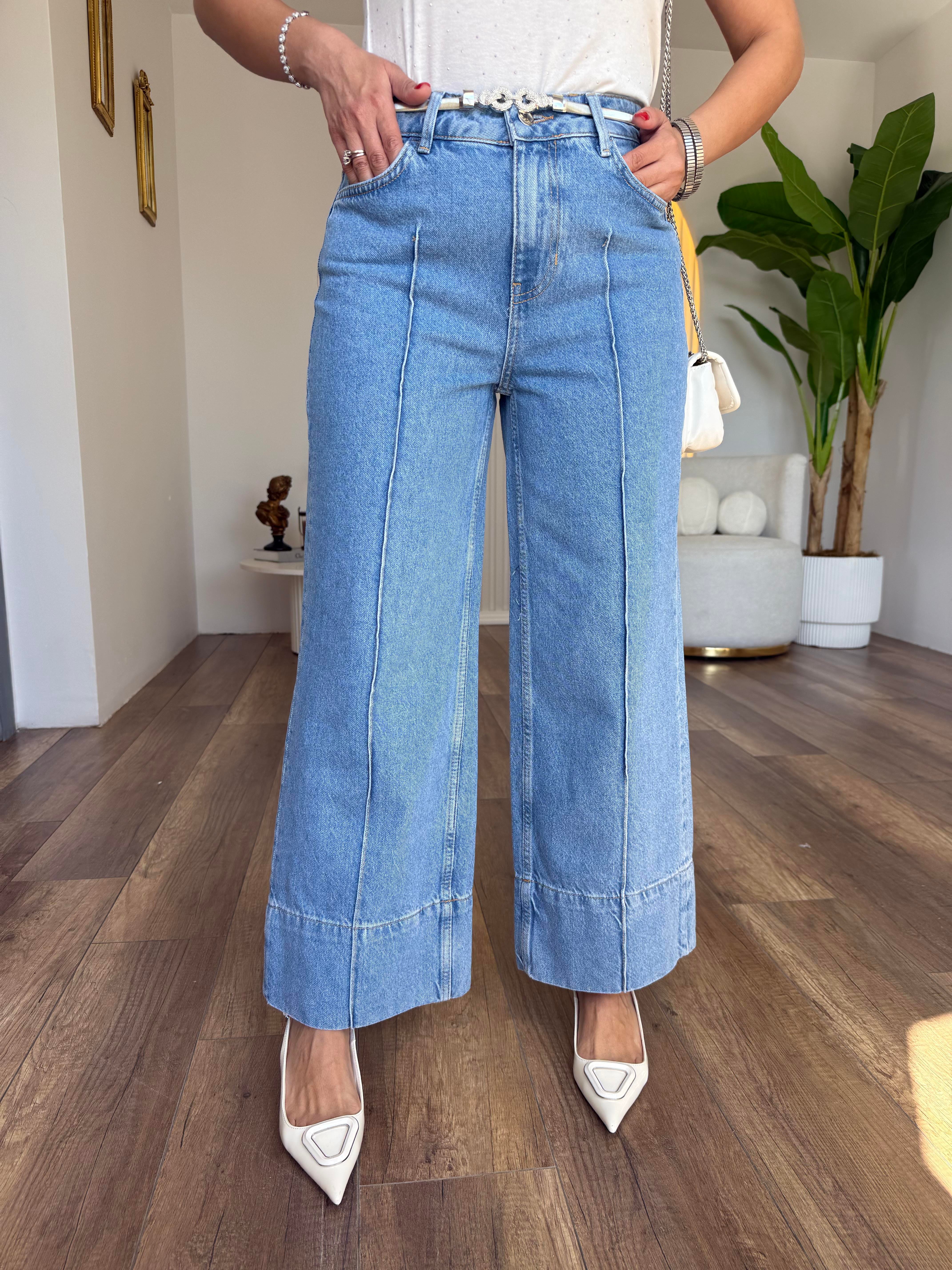 11179 Geniş Paça Ön Cepli Jean