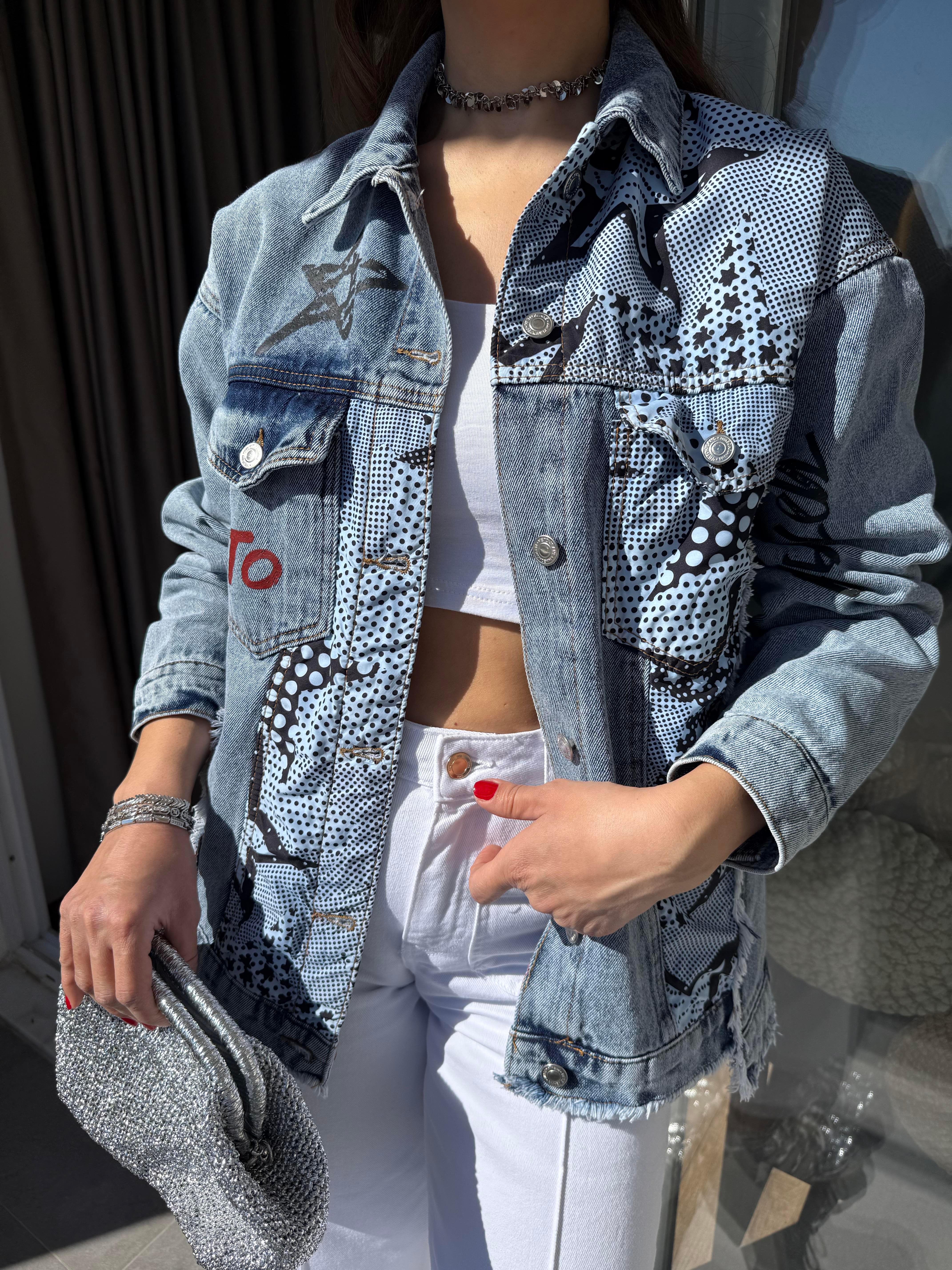 11182 Patchwork Denim Ceket