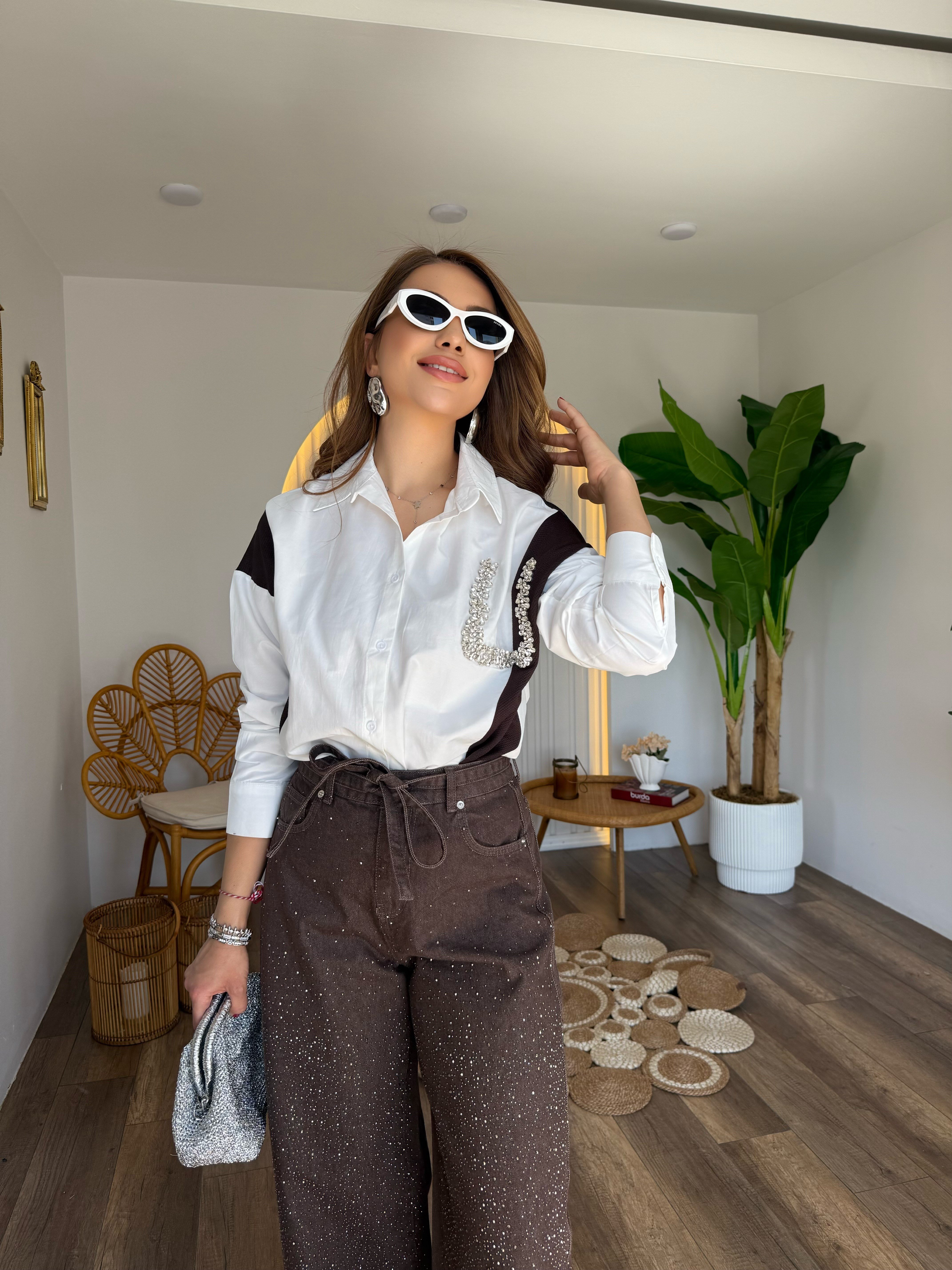 11252 Taşlı Garnili Gömlek