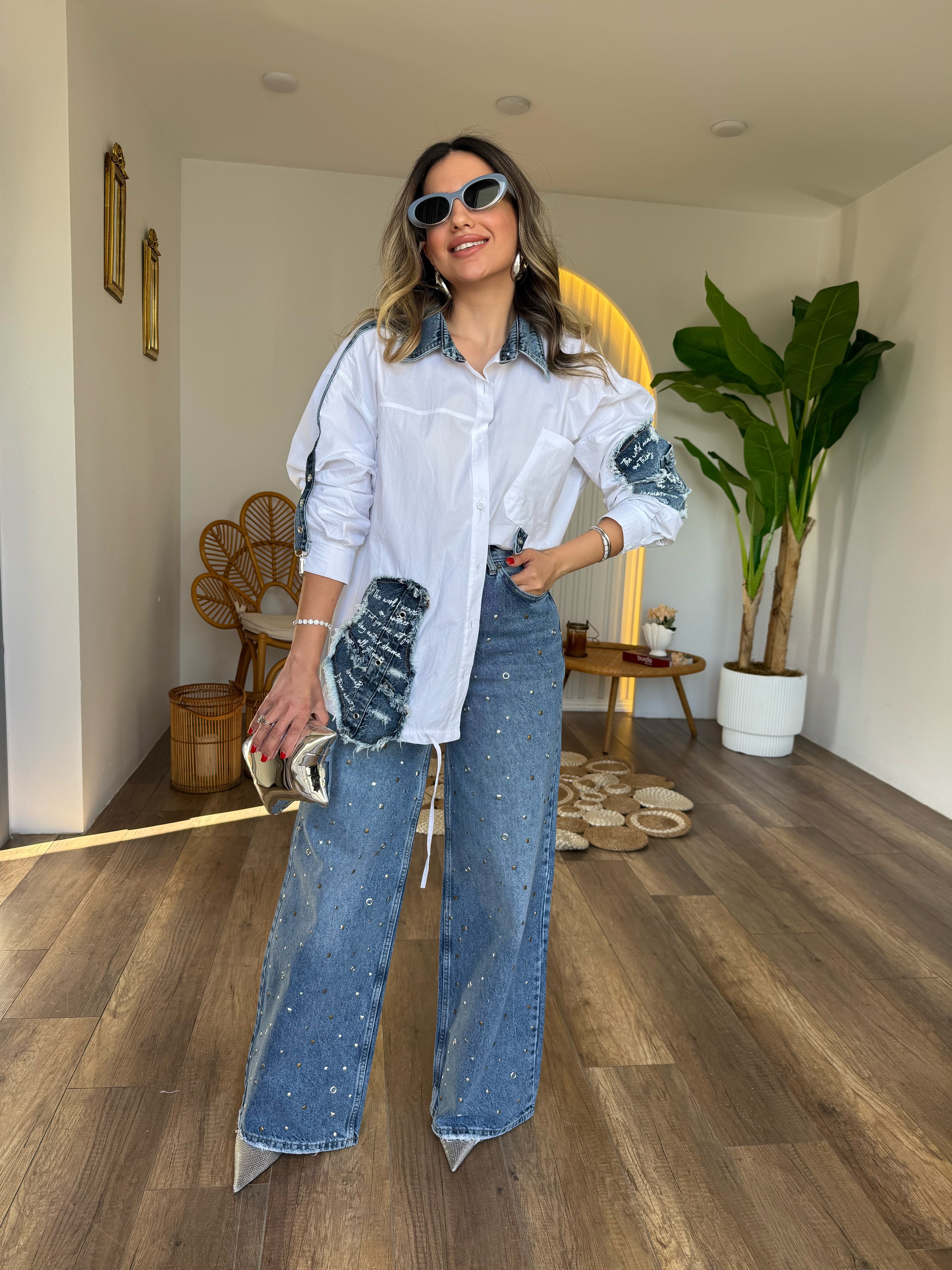 11254 Taş Pim Detaylı Jean