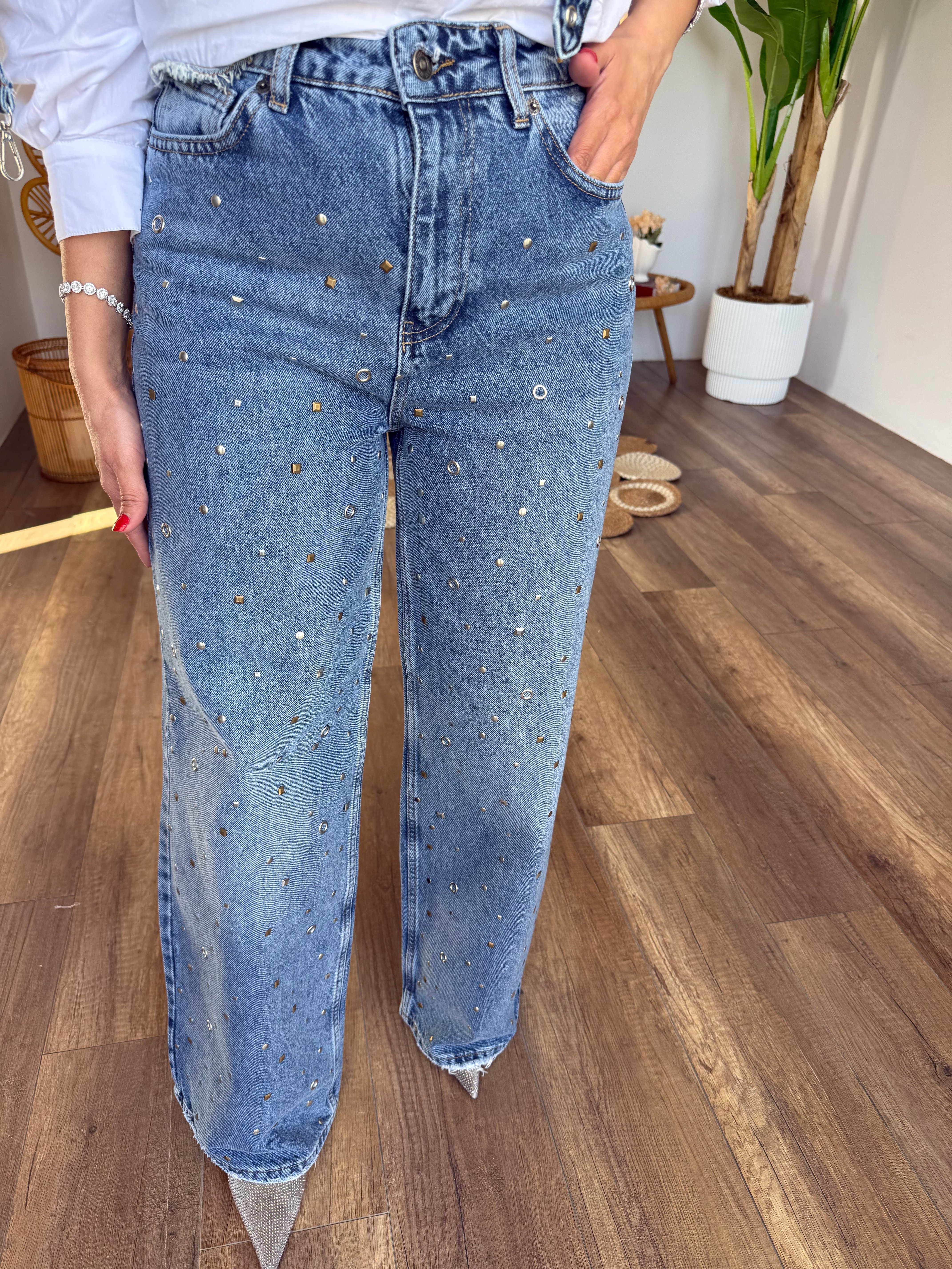 11254 Taş Pim Detaylı Jean