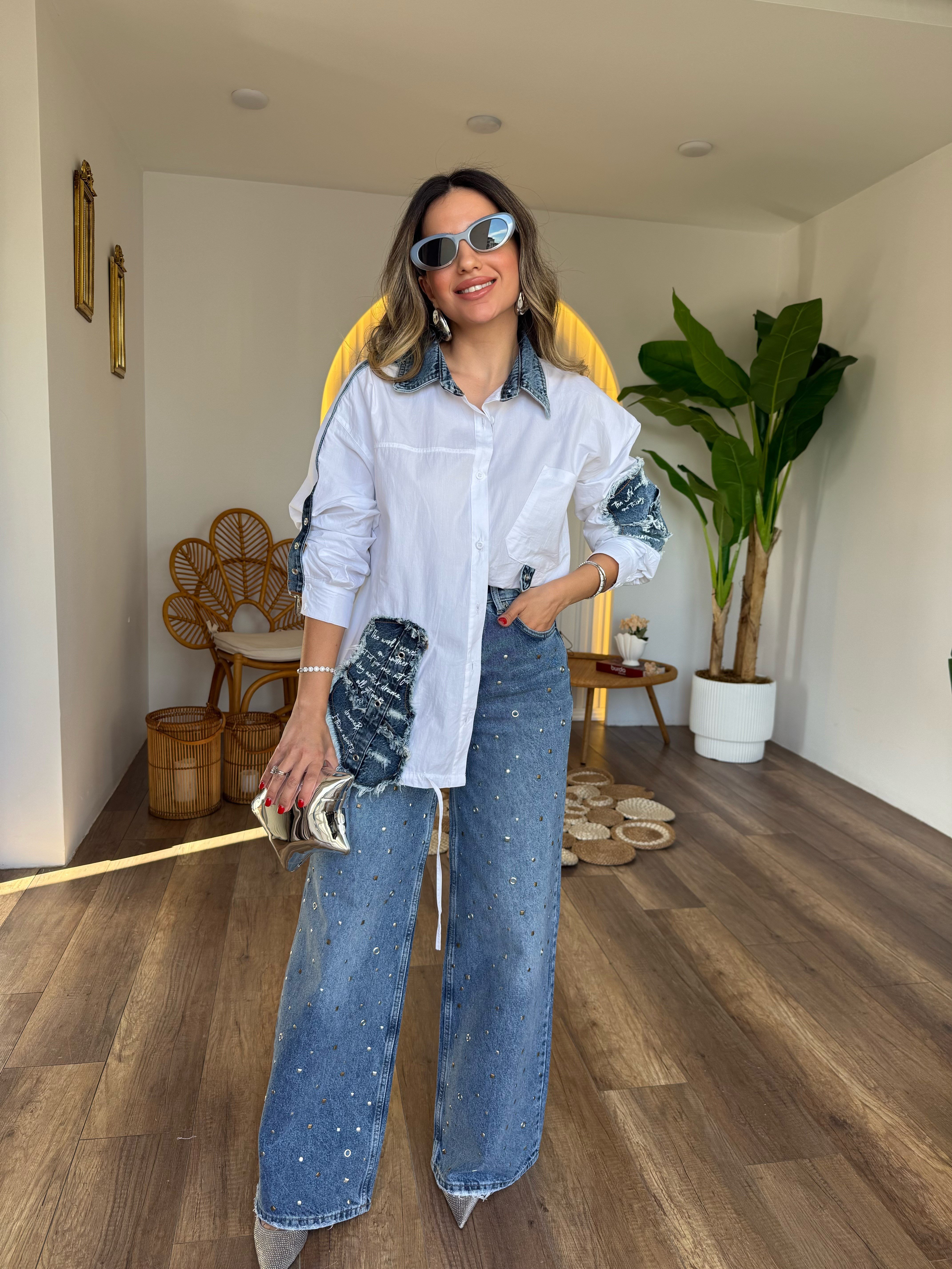 11254 Taş Pim Detaylı Jean