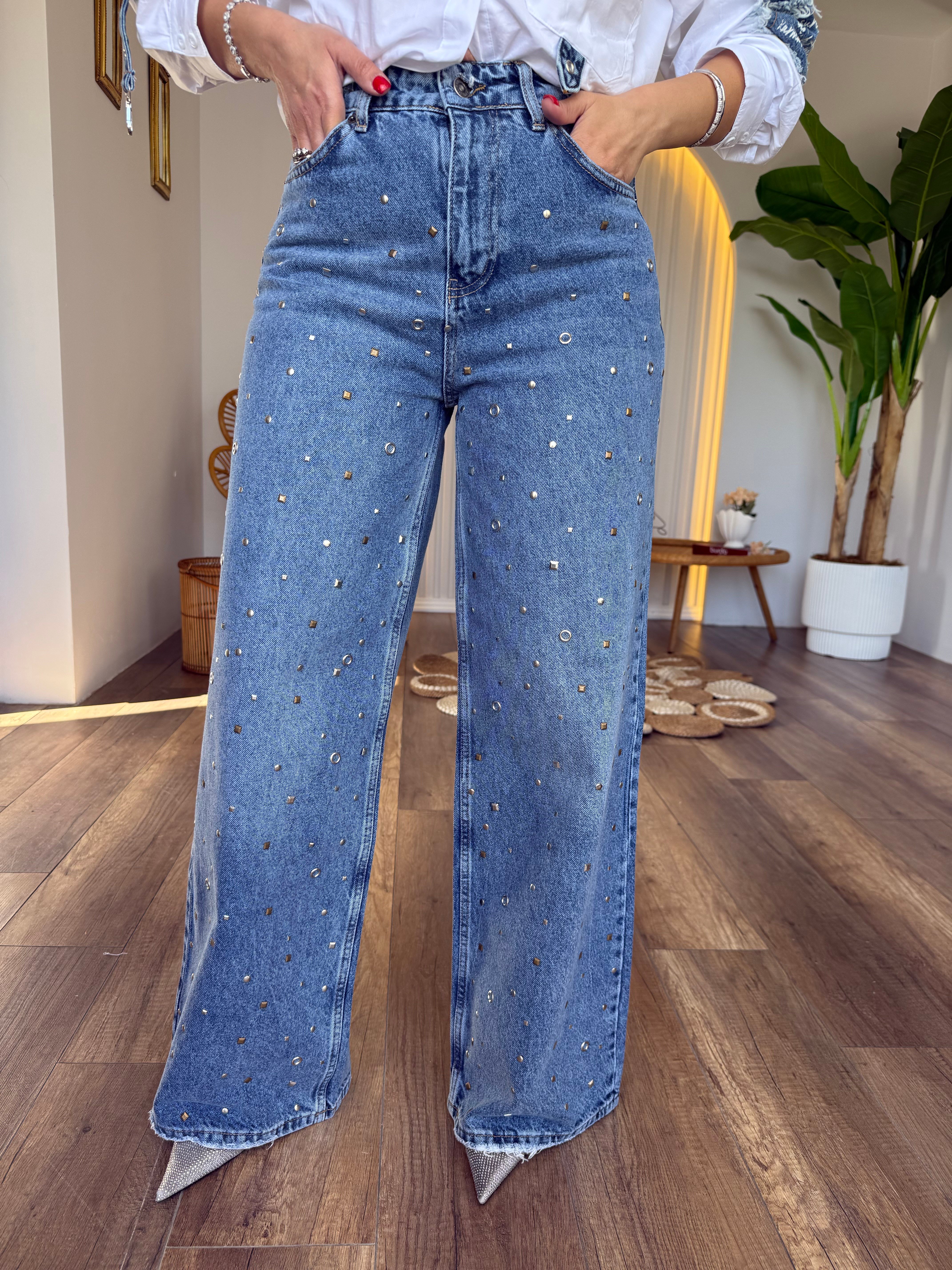 11254 Taş Pim Detaylı Jean