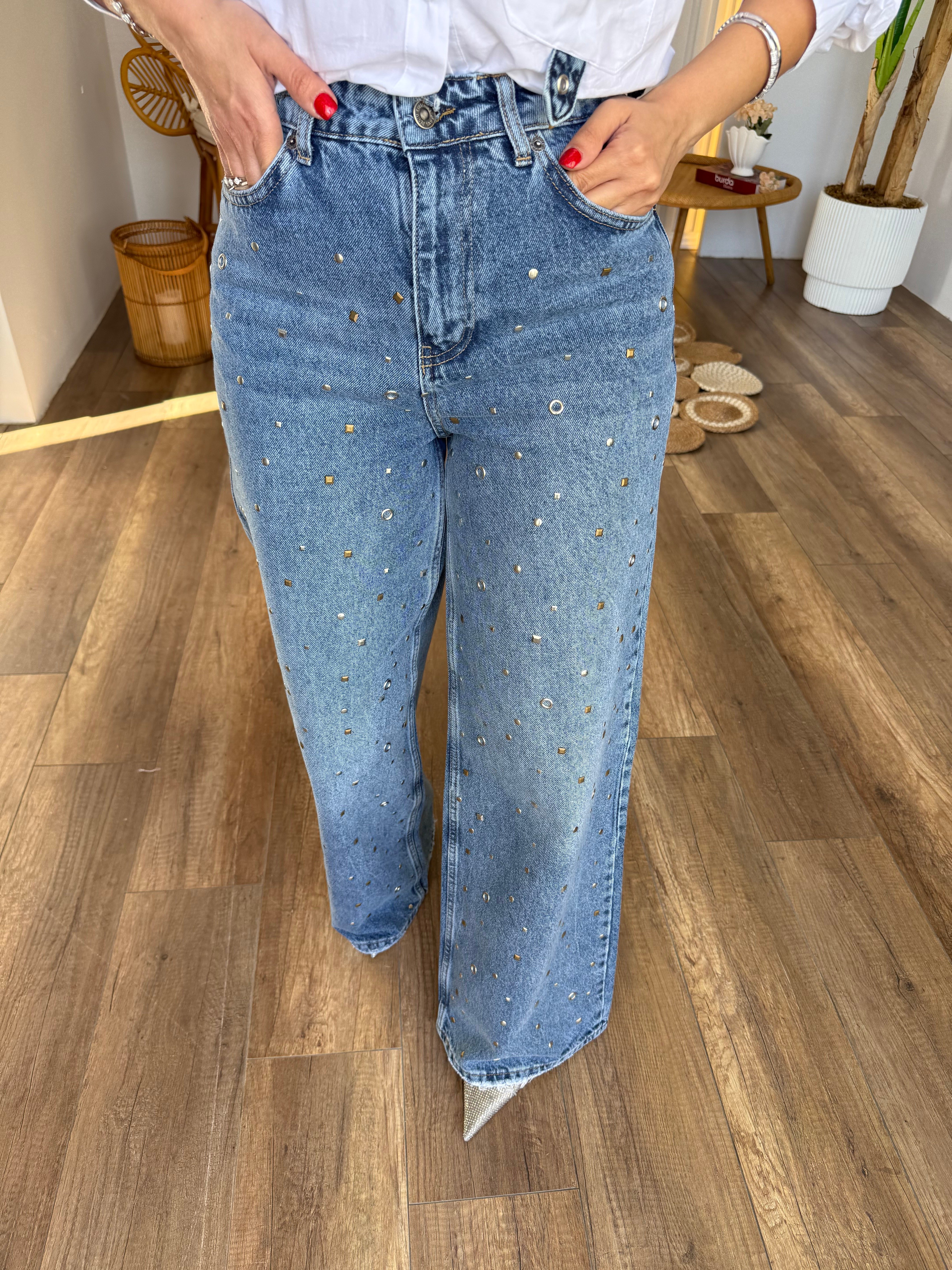 11254 Taş Pim Detaylı Jean