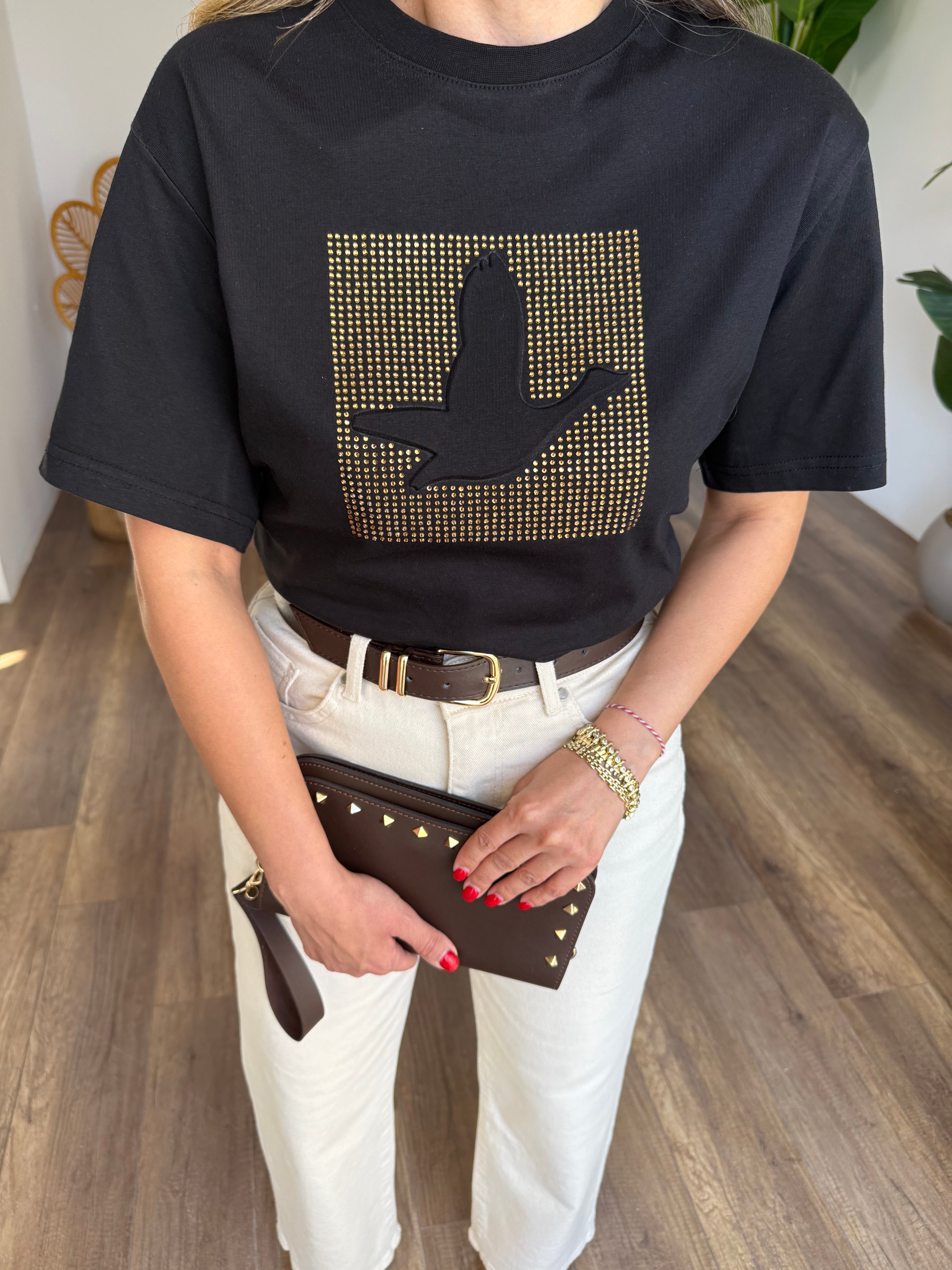 11289 Taşlı Gofre Tshirt