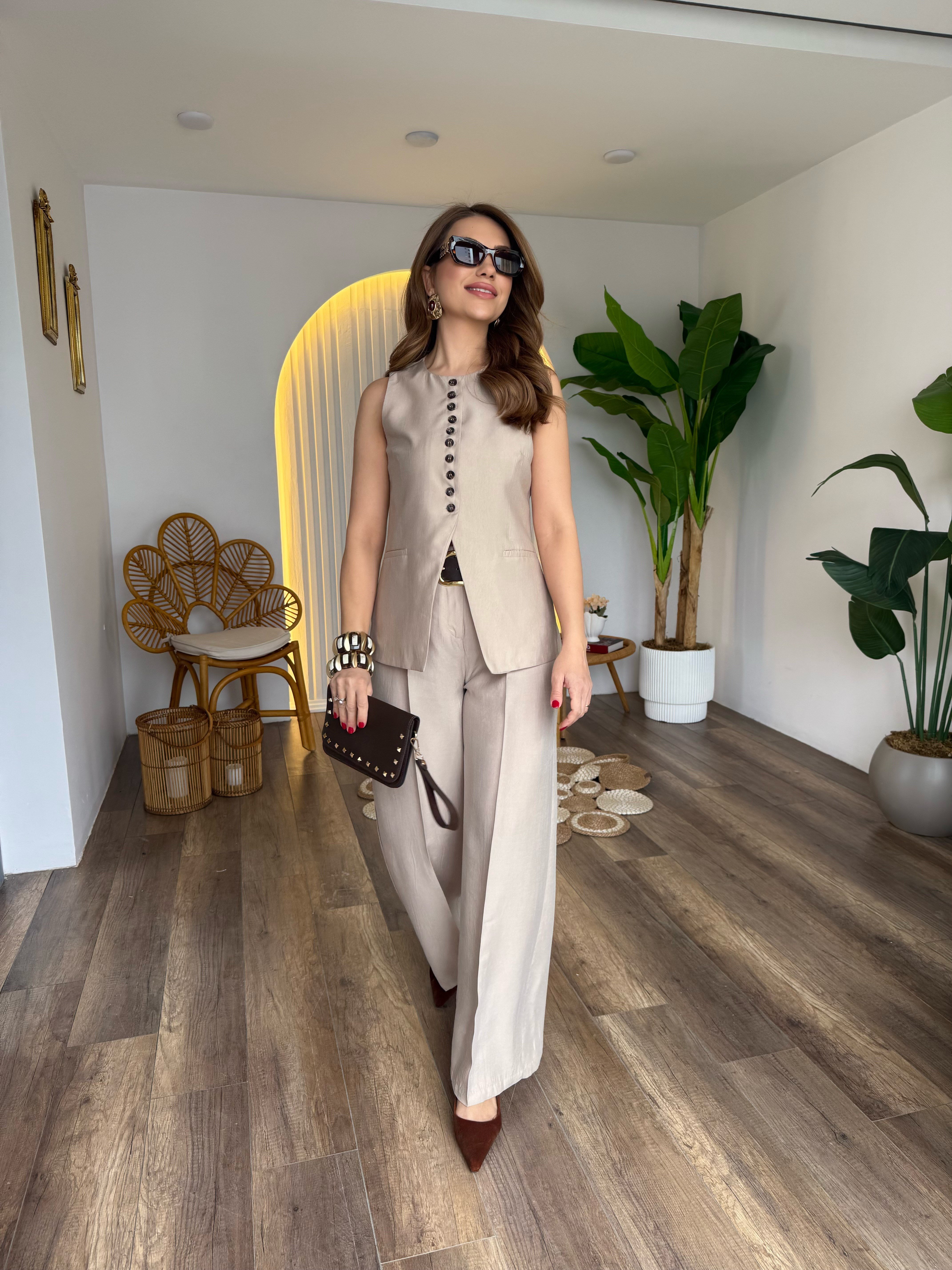 11359 Kemerli Pantolon Yelek Takım