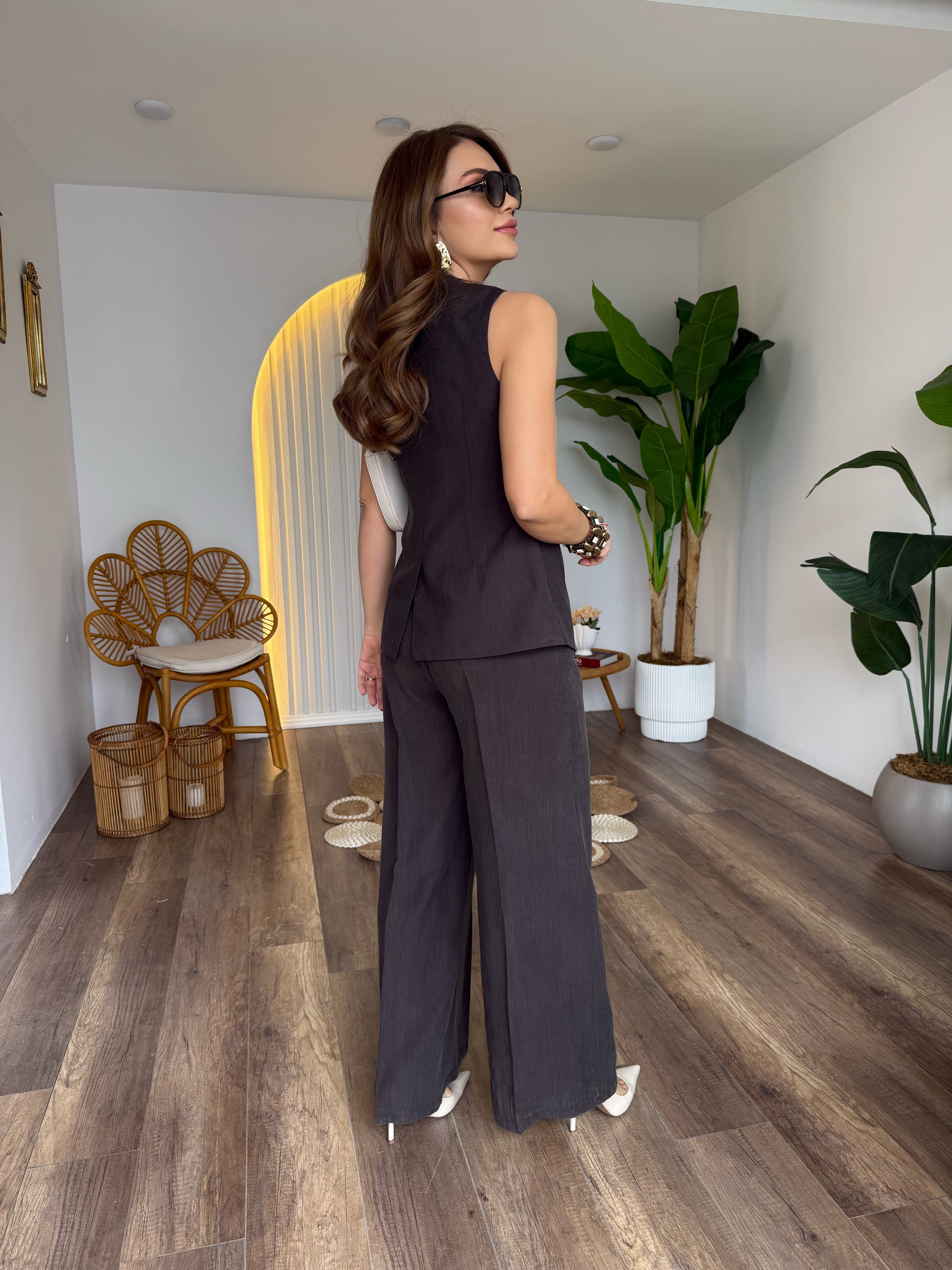 11359 Kemerli Pantolon Yelek Takım
