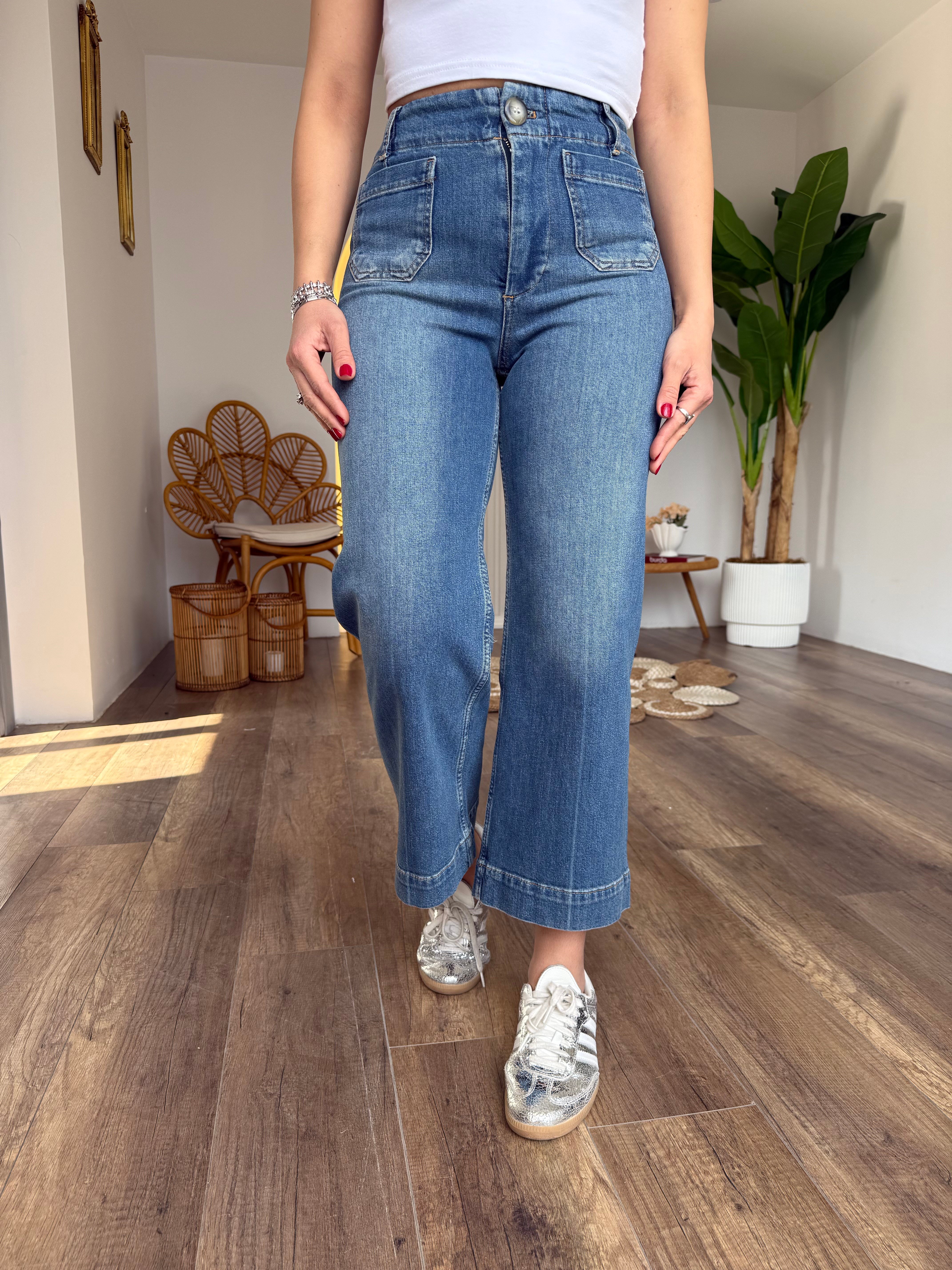11495 Önü Cepli Likralı Jean