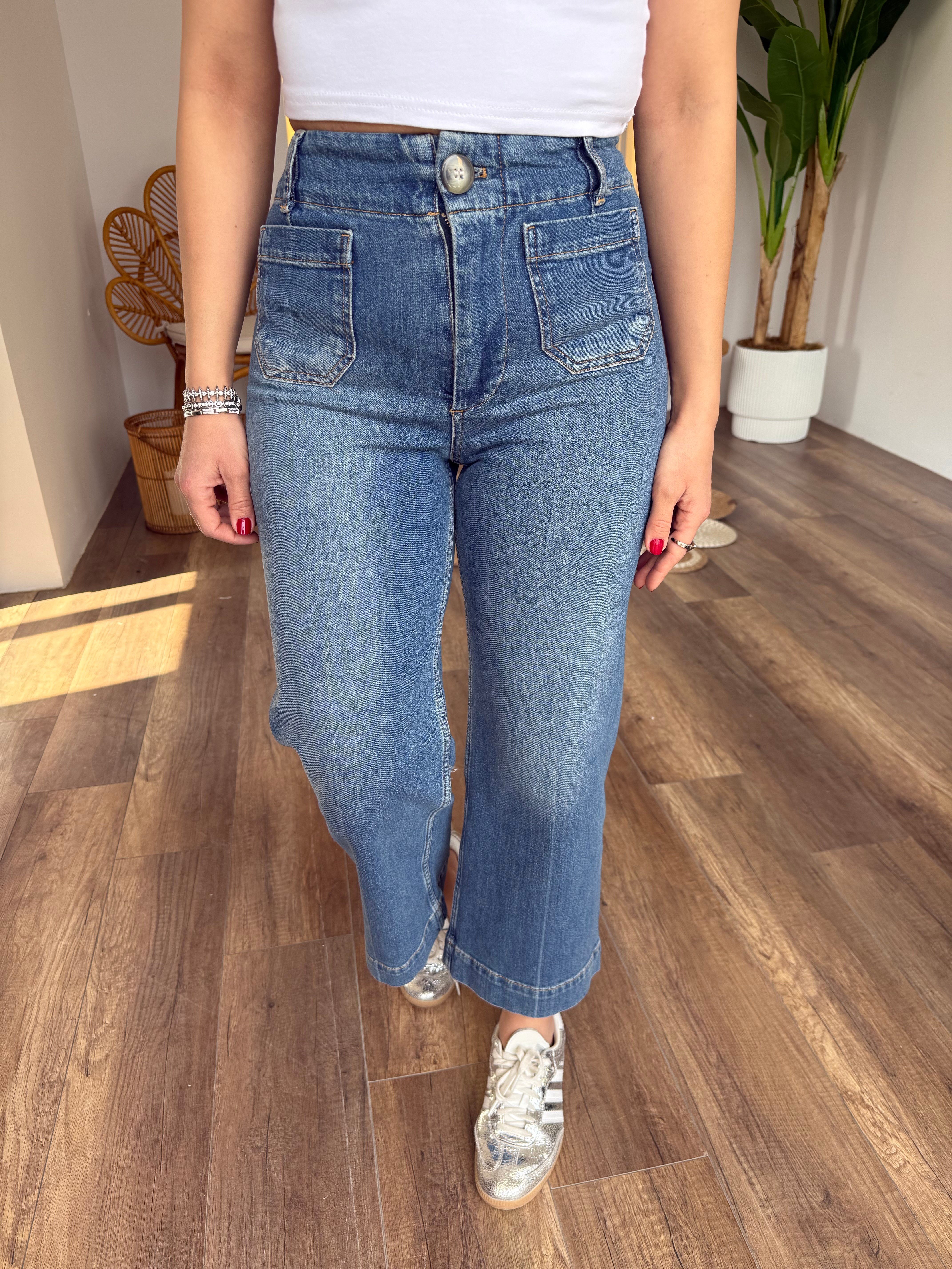 11495 Önü Cepli Likralı Jean