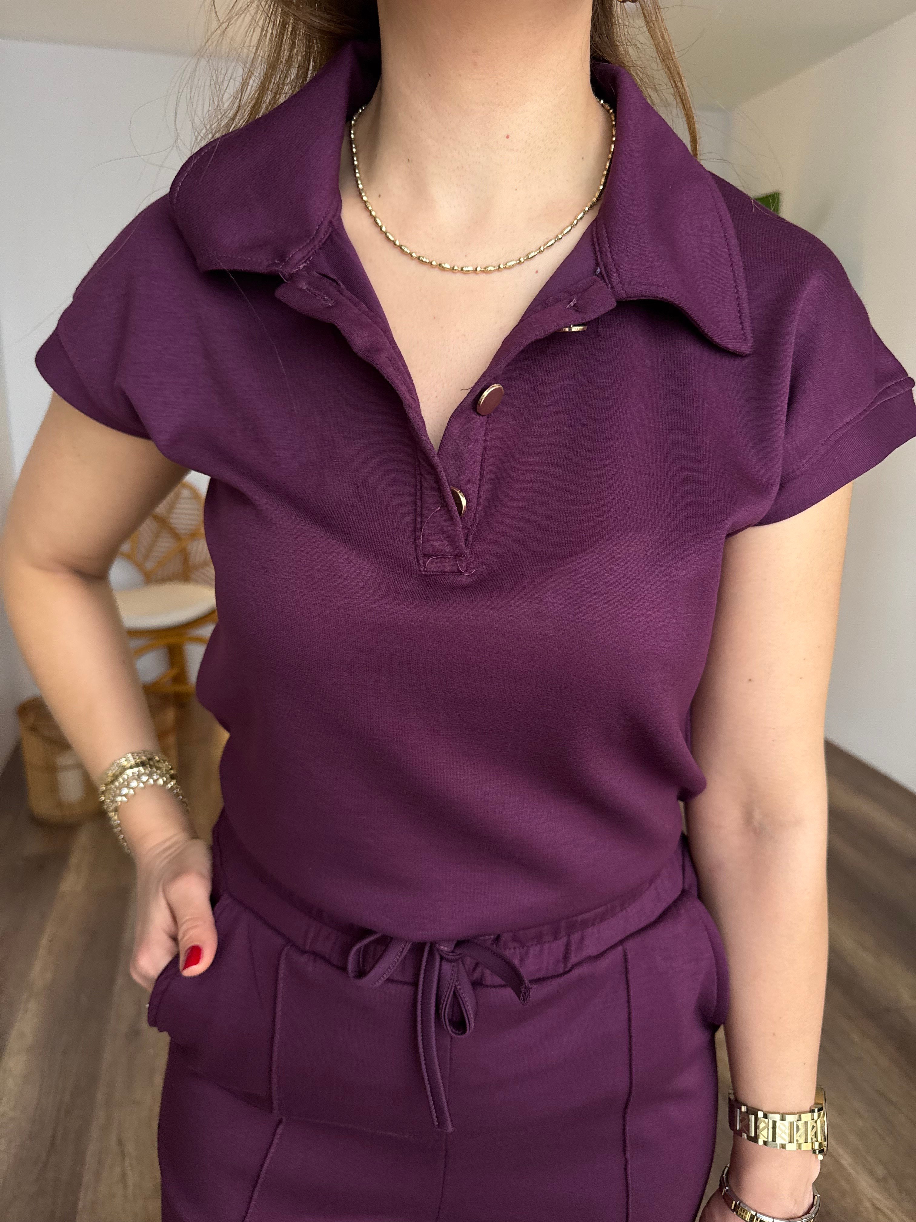 11522 Polo Yaka Gold Düğmeli Modal Takım