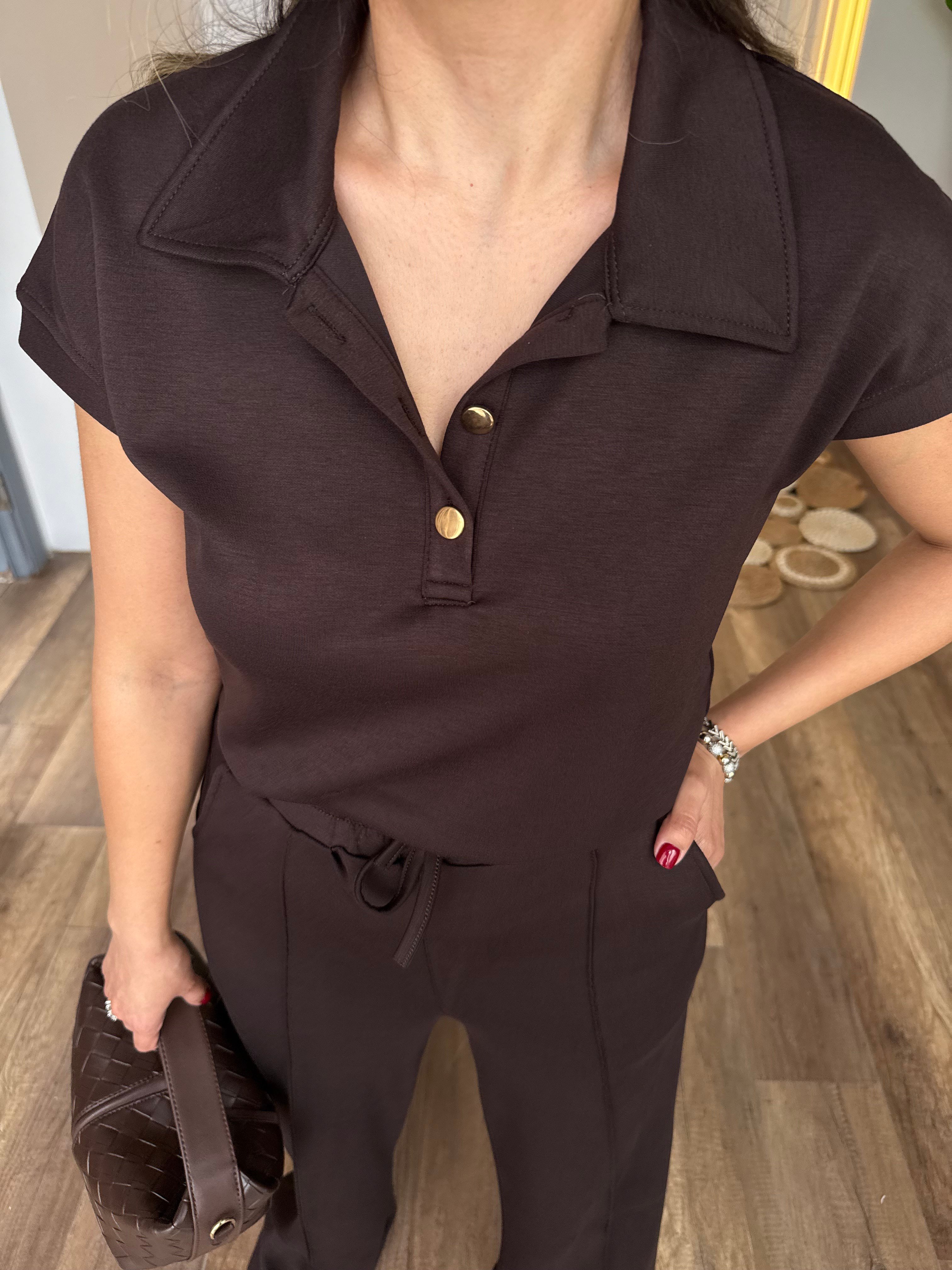 11522 Polo Yaka Gold Düğmeli Modal Takım
