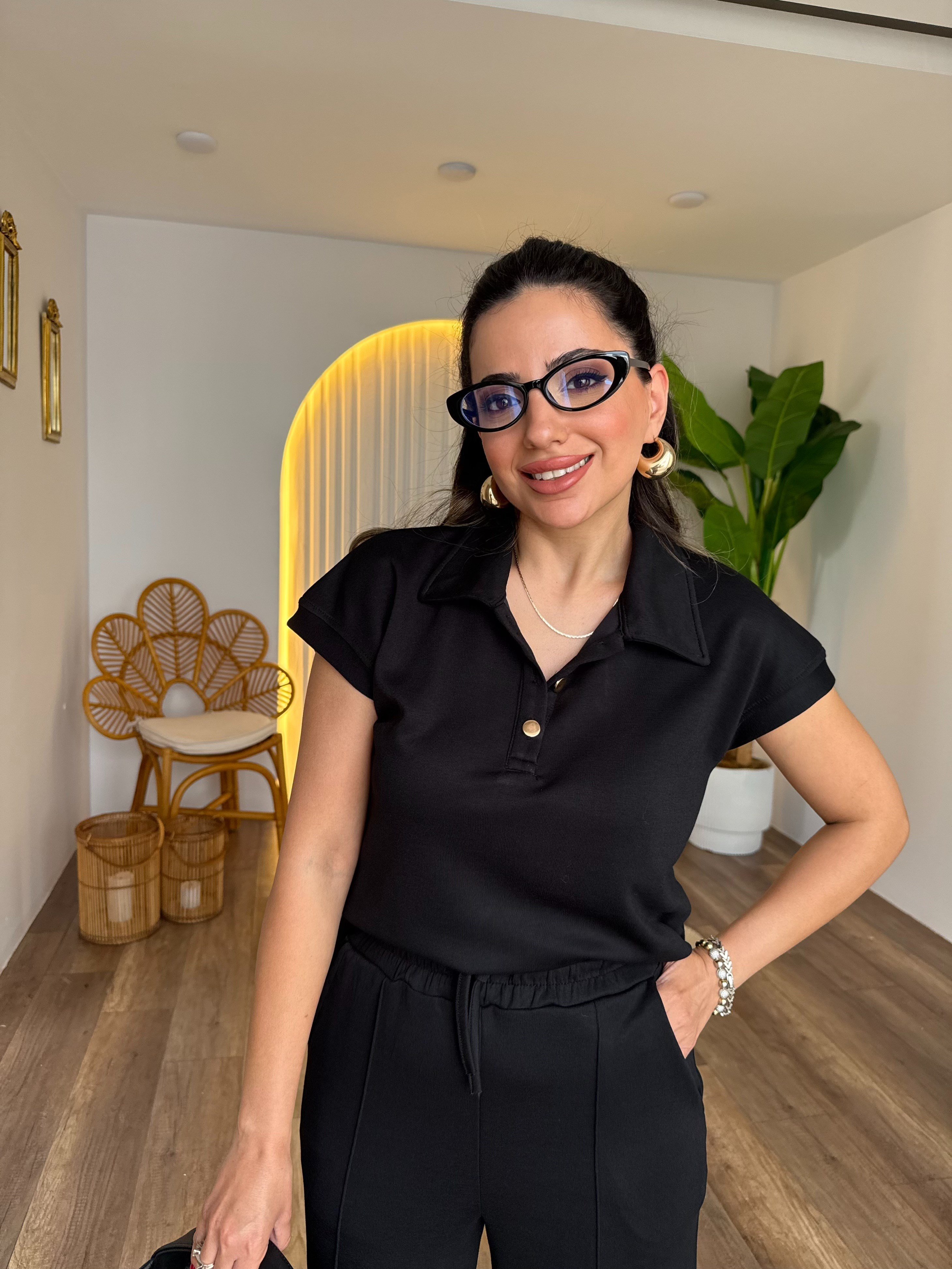 11522 Polo Yaka Gold Düğmeli Modal Takım
