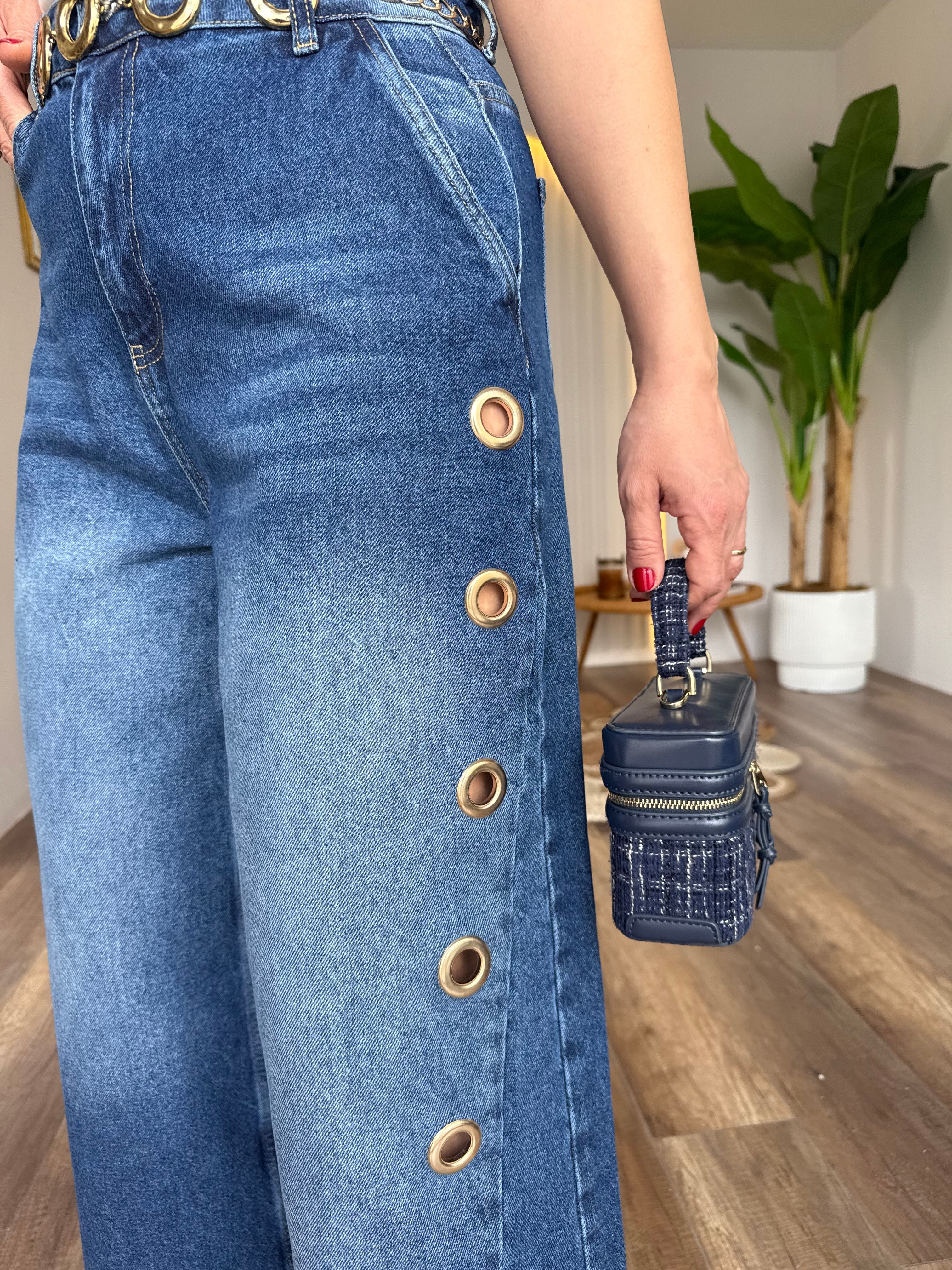 11535 Kuş Gözü Detaylı Jean