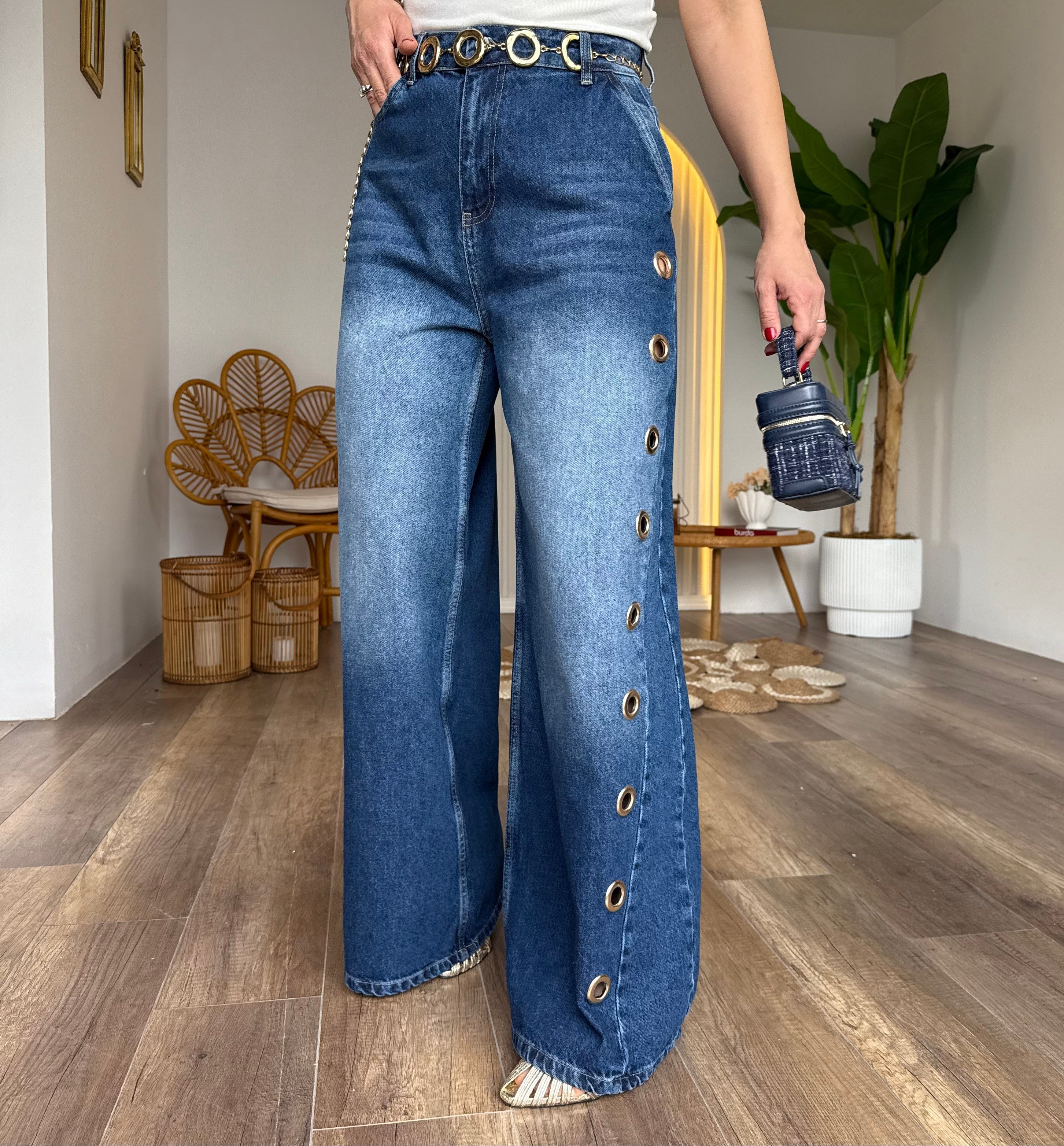 11535 Kuş Gözü Detaylı Jean