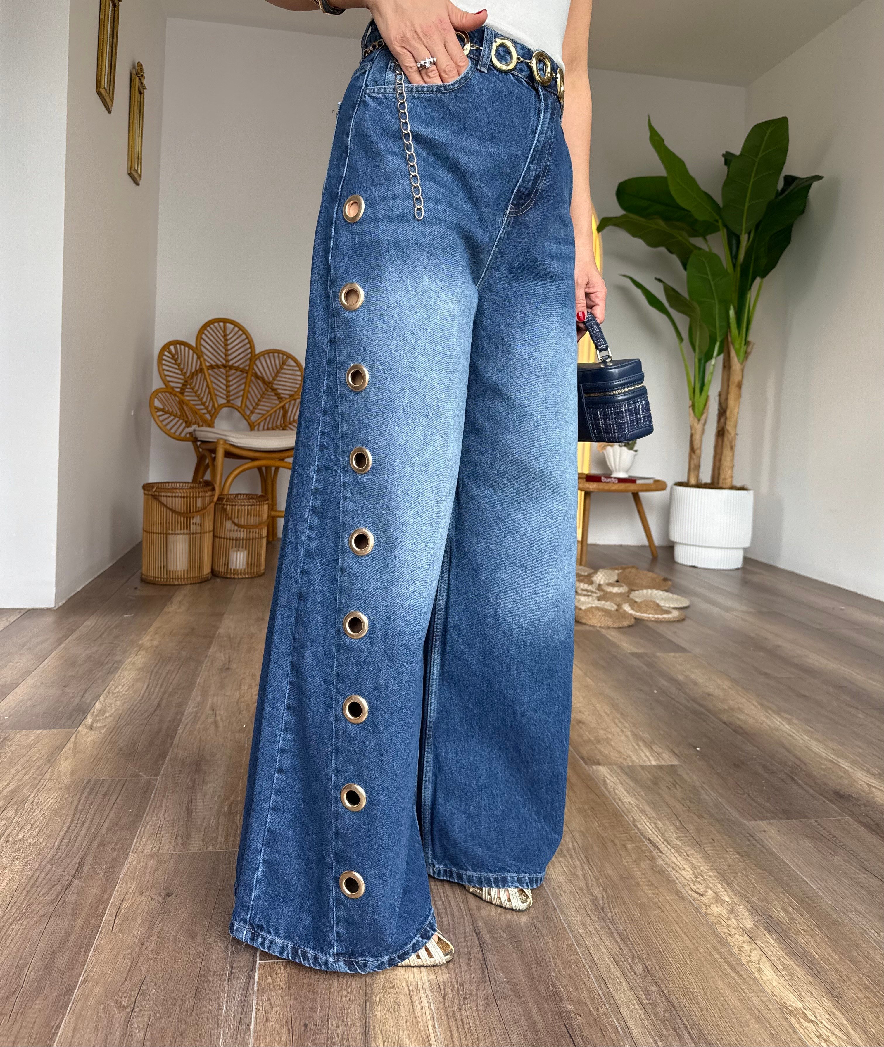 11535 Kuş Gözü Detaylı Jean