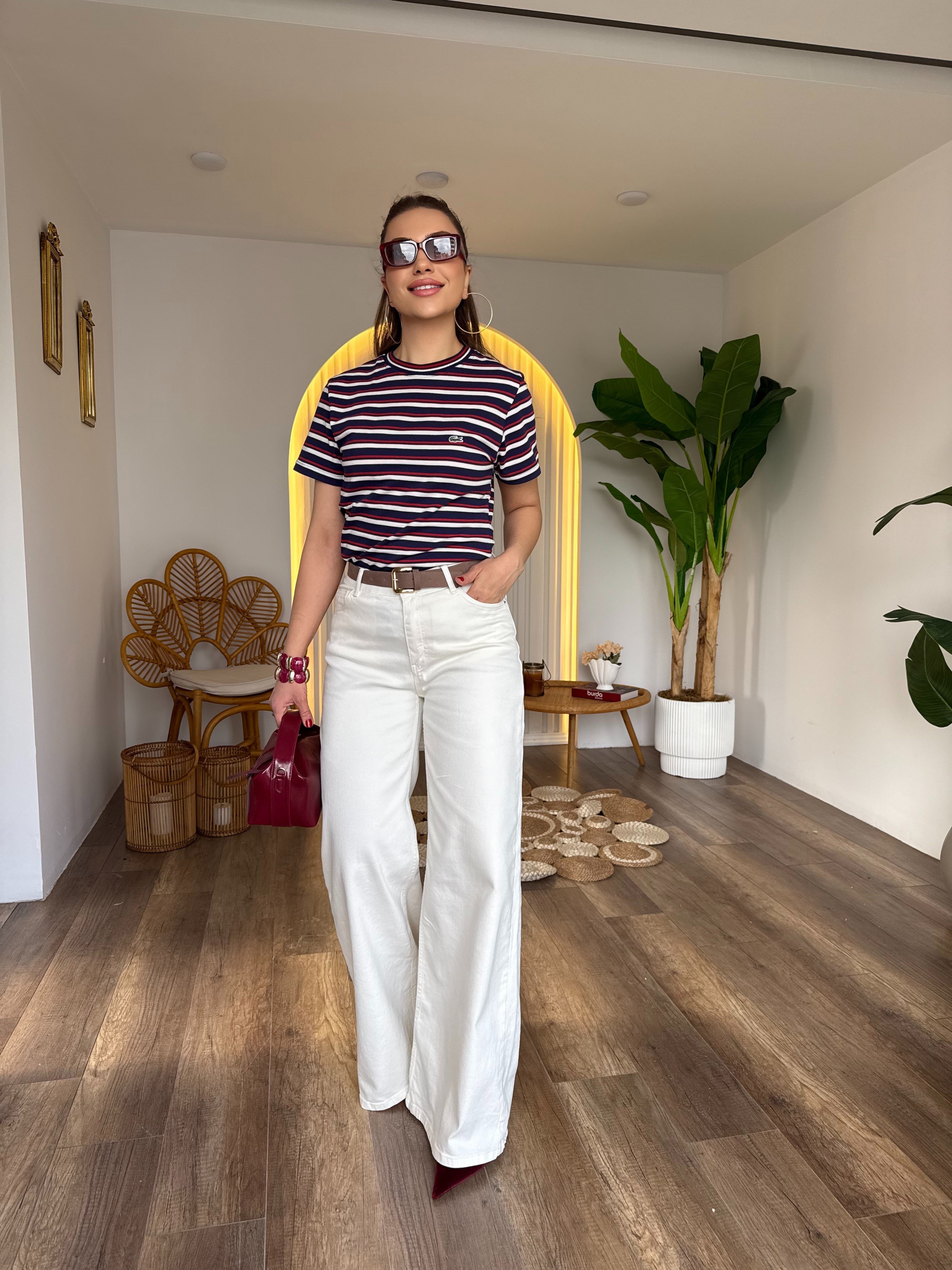 11547 Kemerli geniş Paça Kot Pantolon
