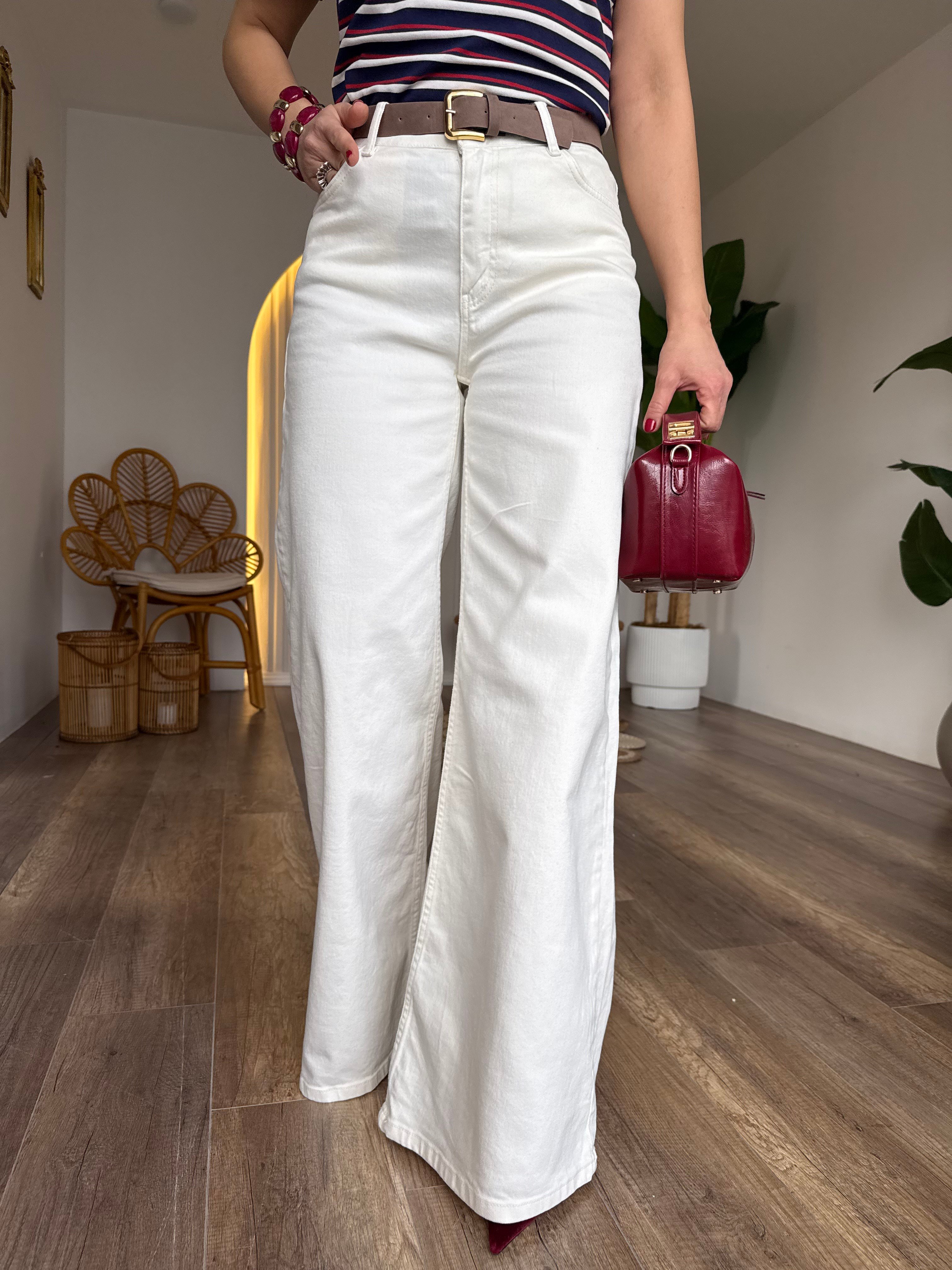 11547 Kemerli geniş Paça Kot Pantolon