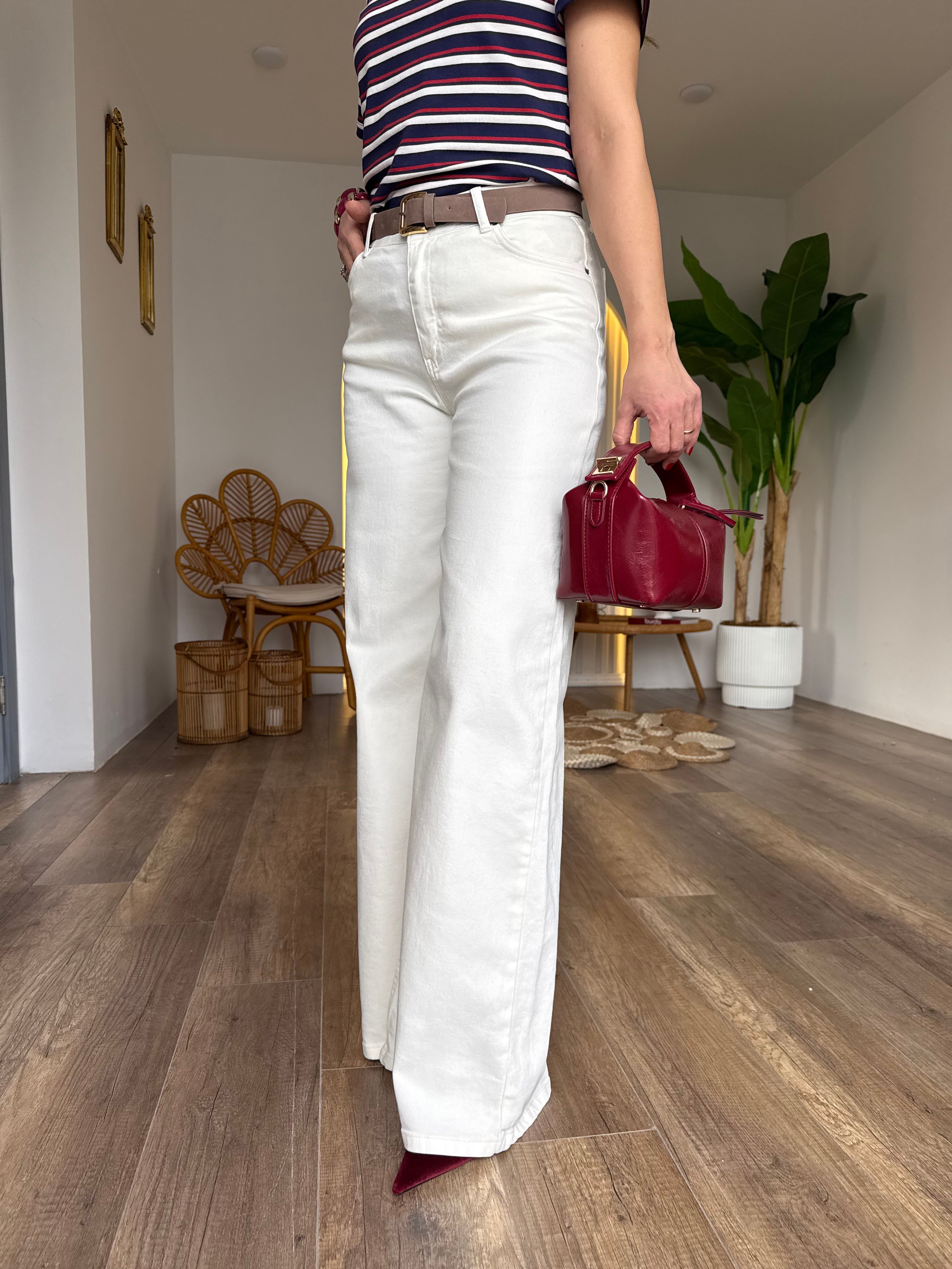 11547 Kemerli geniş Paça Kot Pantolon