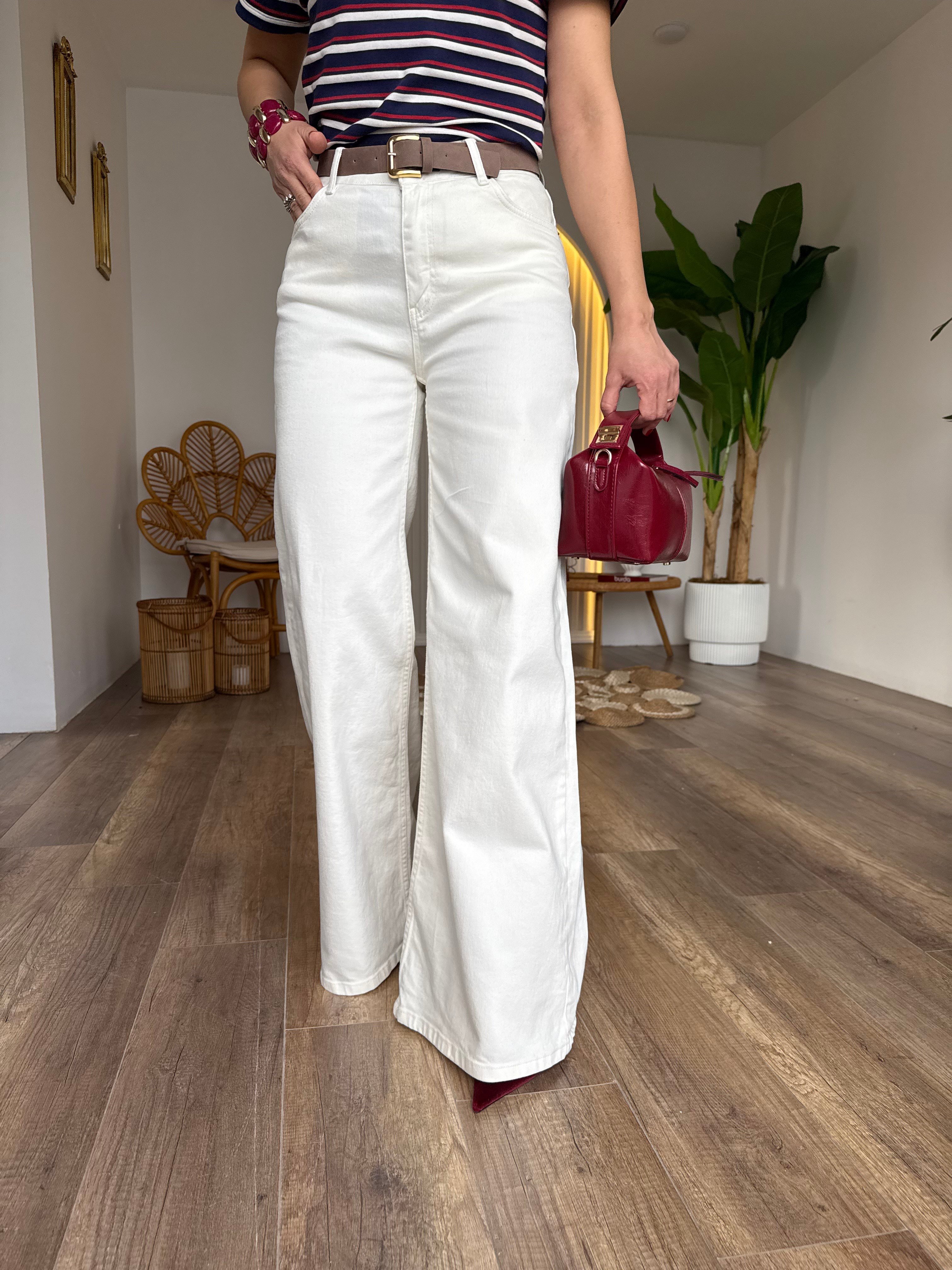 11547 Kemerli geniş Paça Kot Pantolon