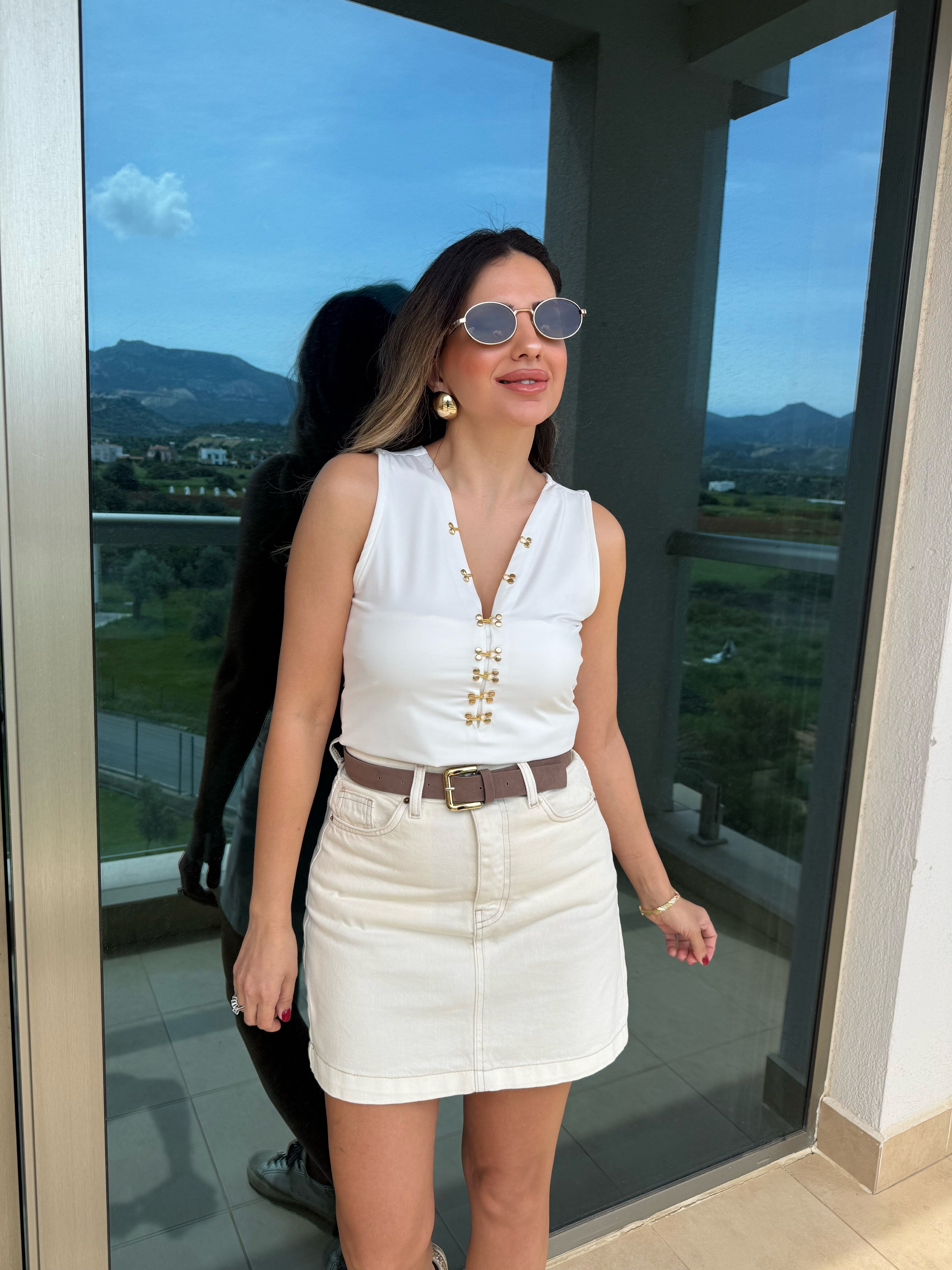 11596 Önü Gold Klipsli Bluz