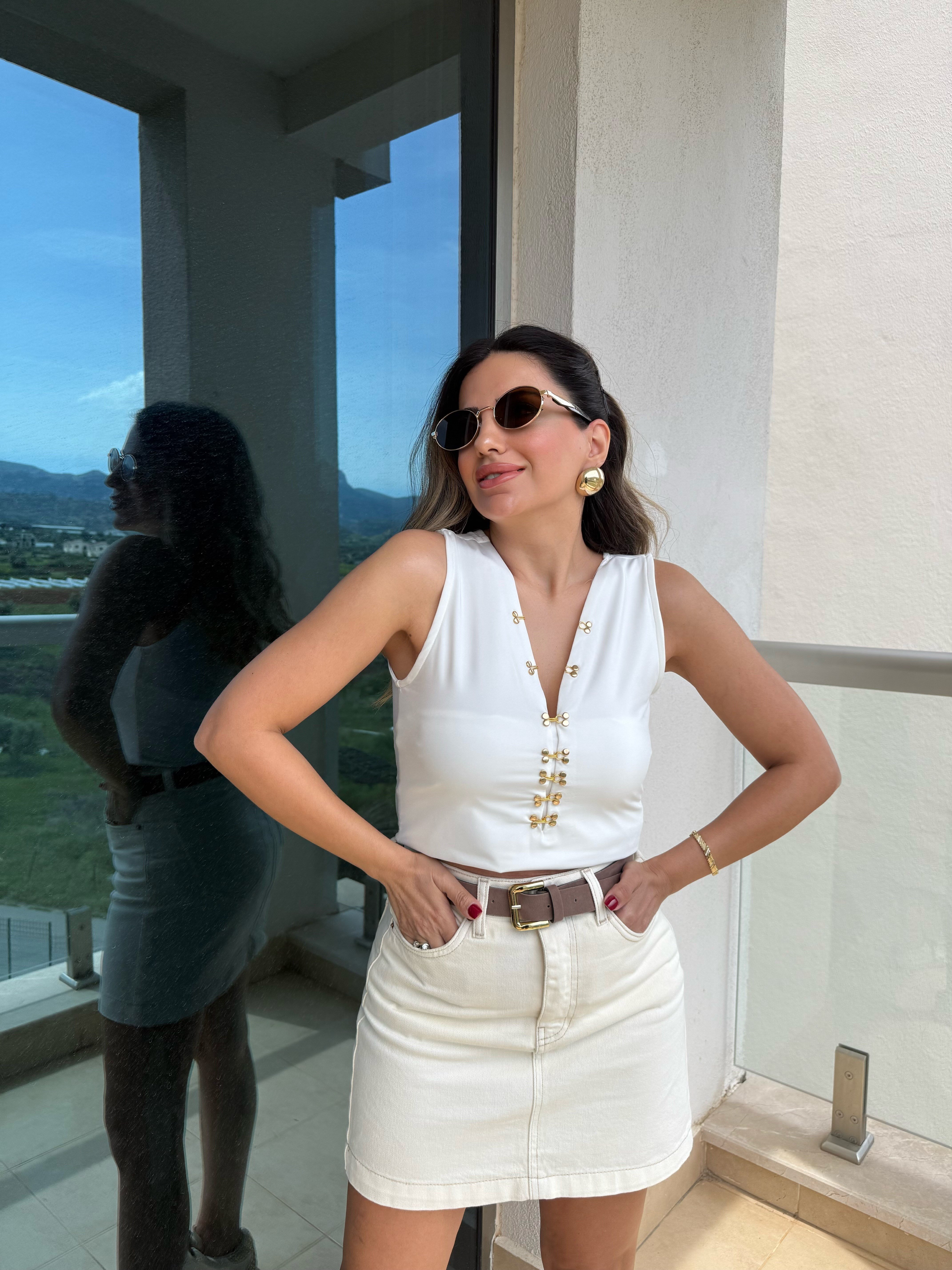 11596 Önü Gold Klipsli Bluz