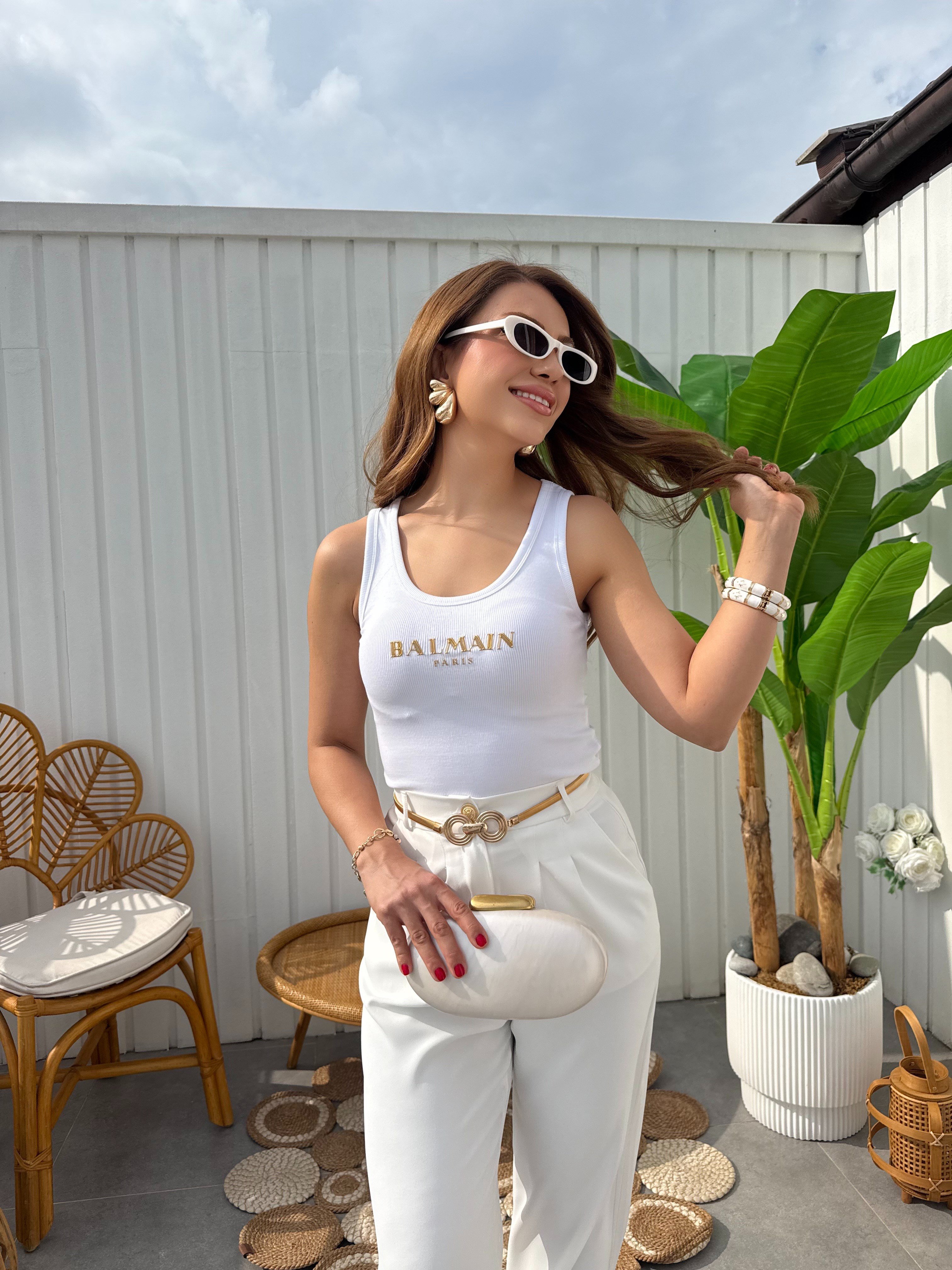 11637 Gold Baskılı Bluz