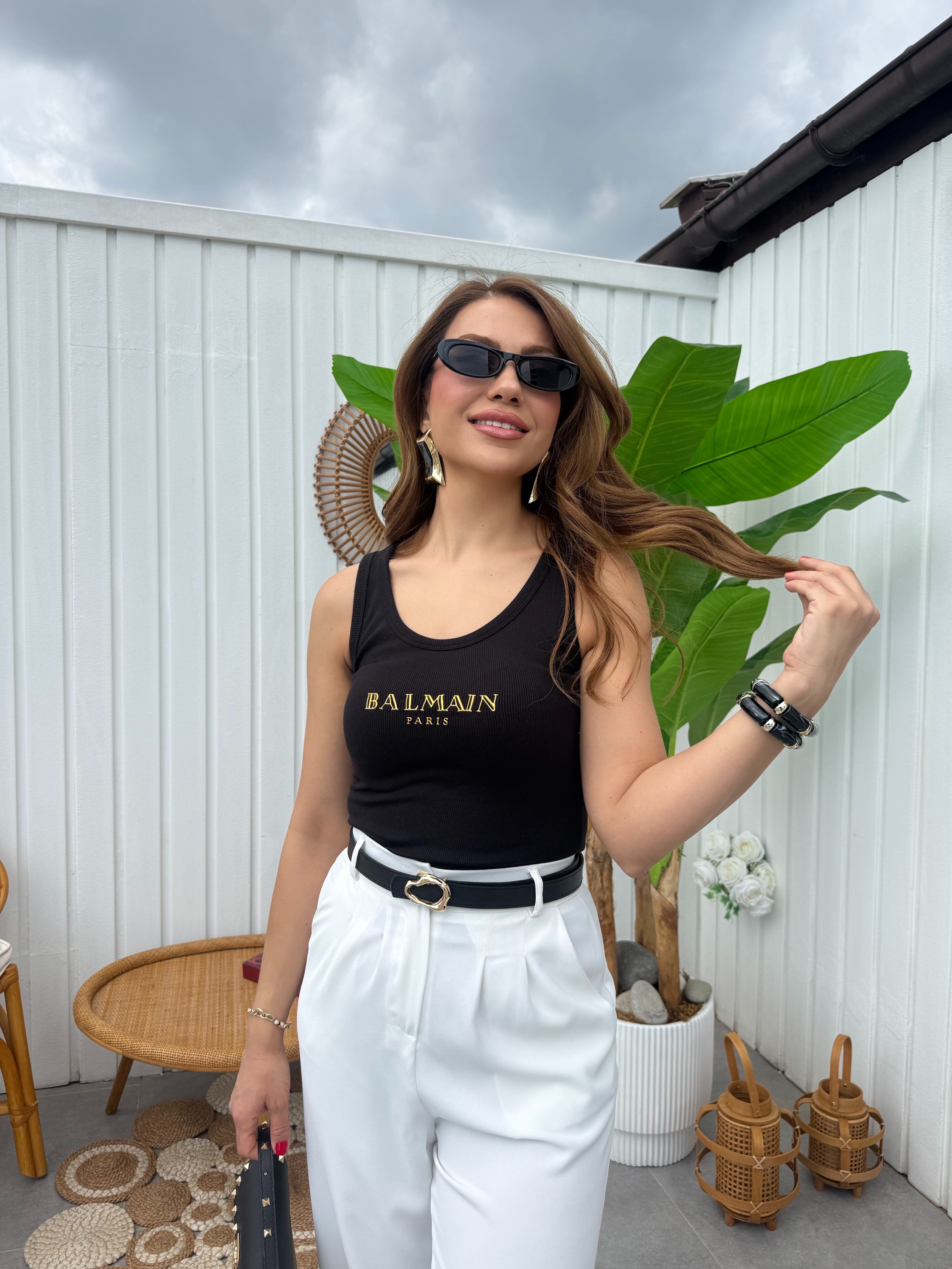 11637 Gold Baskılı Bluz