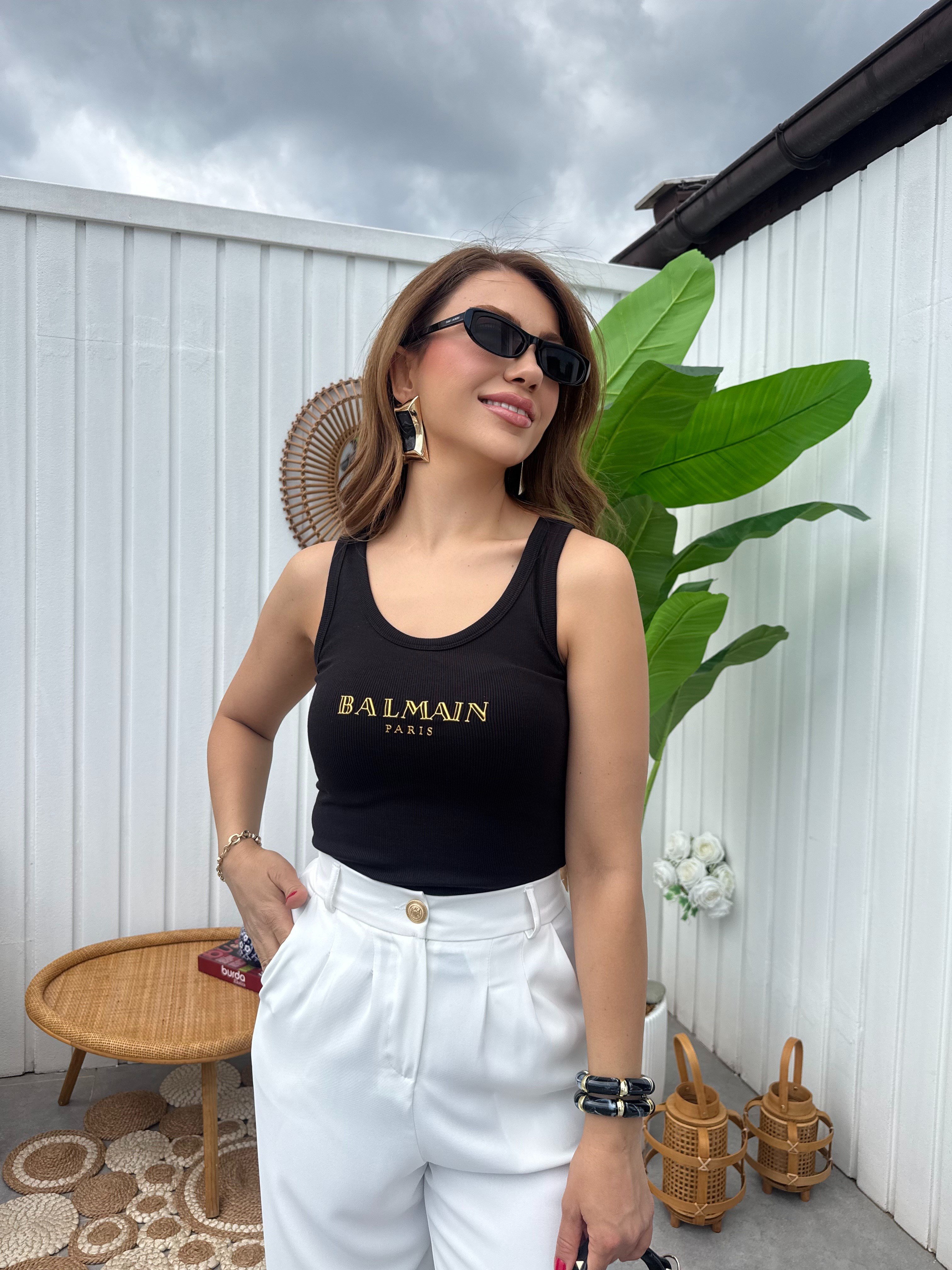 11637 Gold Baskılı Bluz