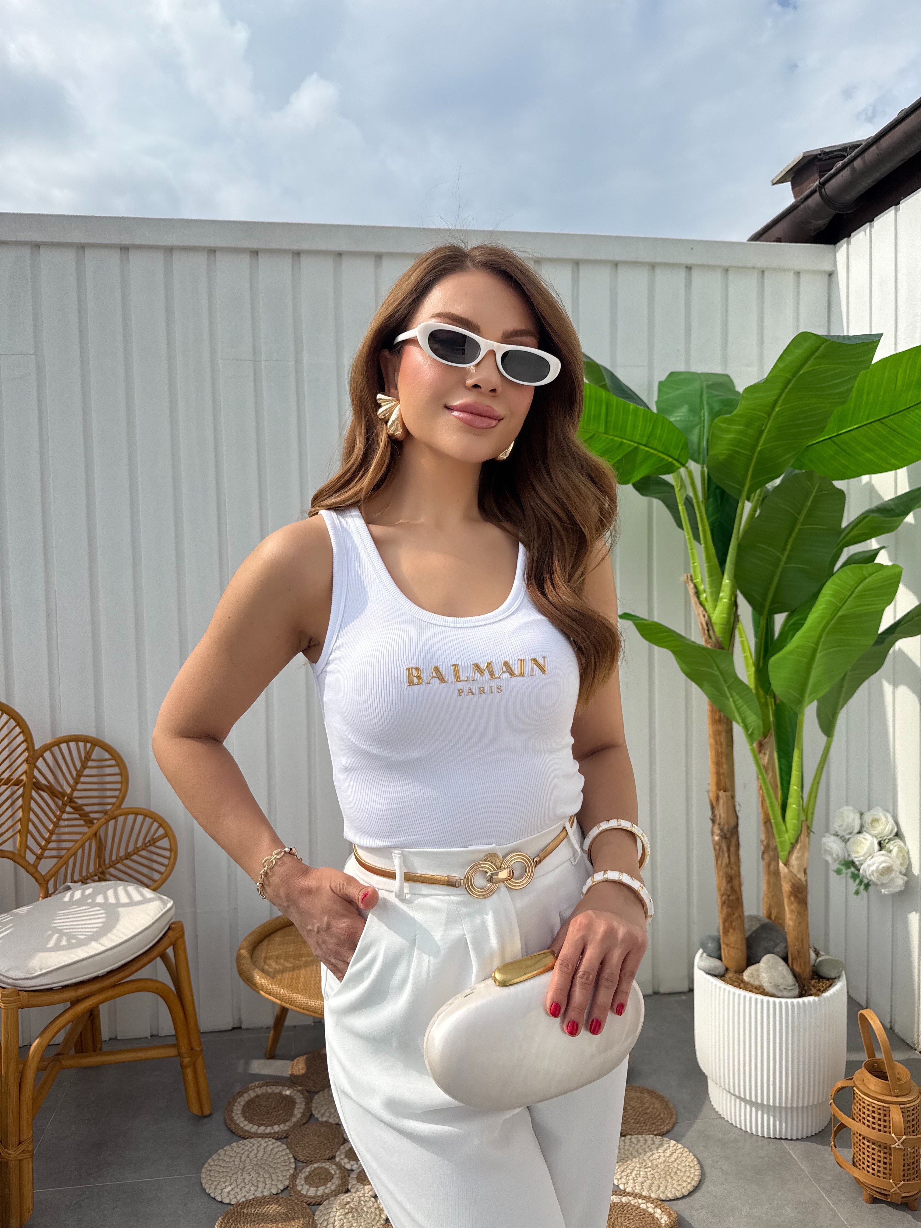 11637 Gold Baskılı Bluz