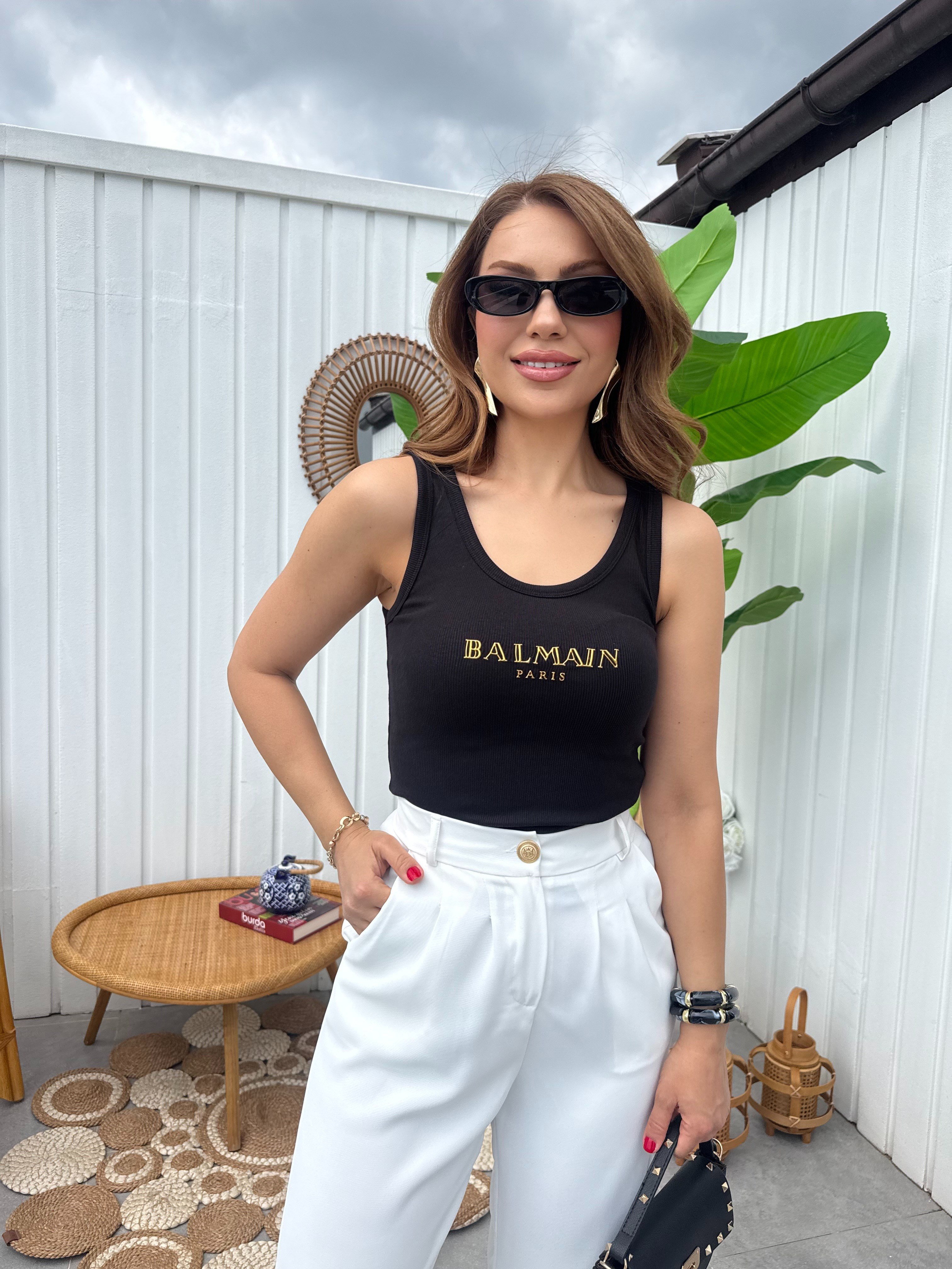 11637 Gold Baskılı Bluz