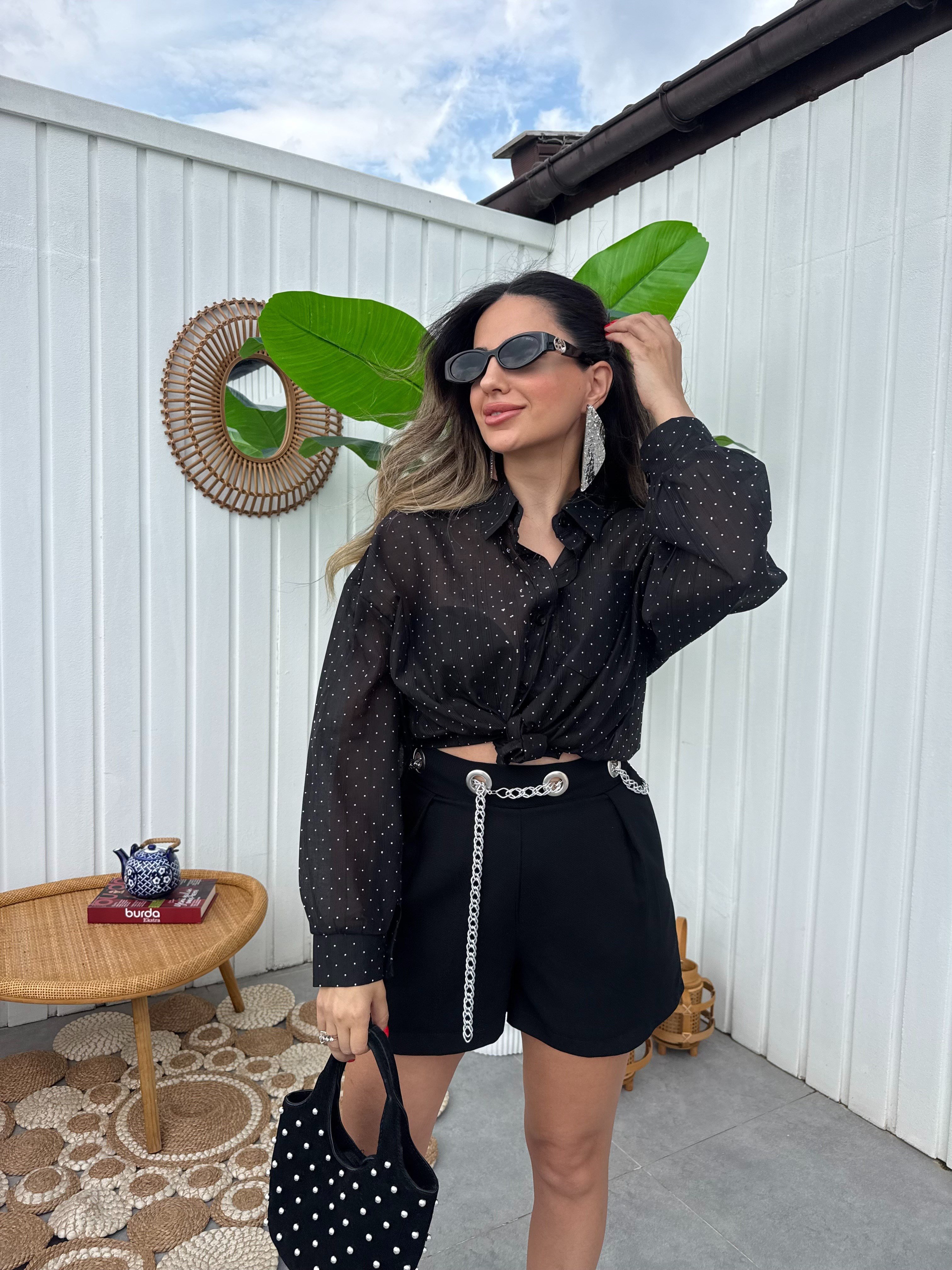 11638 Serpme Taşlı Gömlek