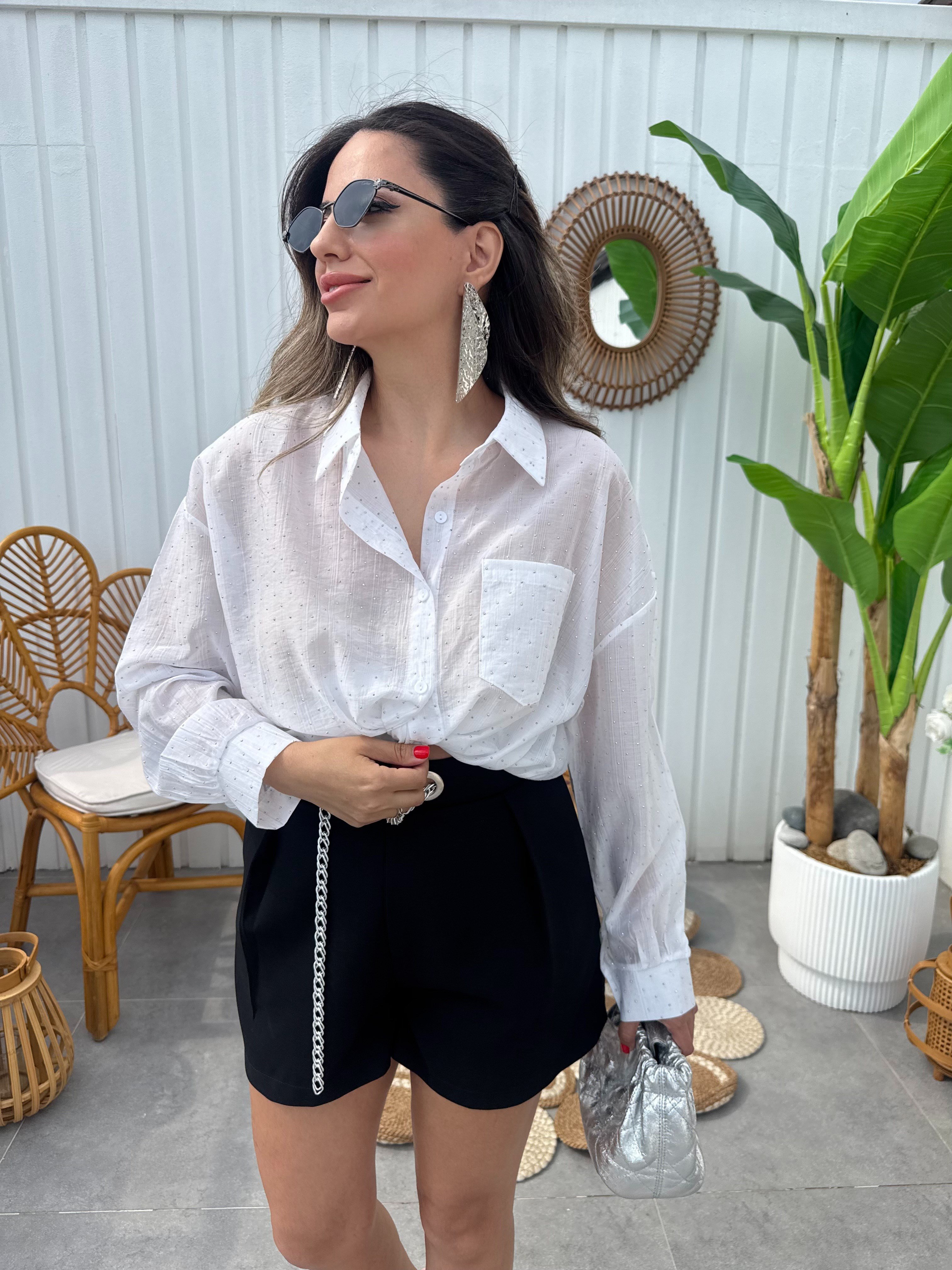 11638 Serpme Taşlı Gömlek