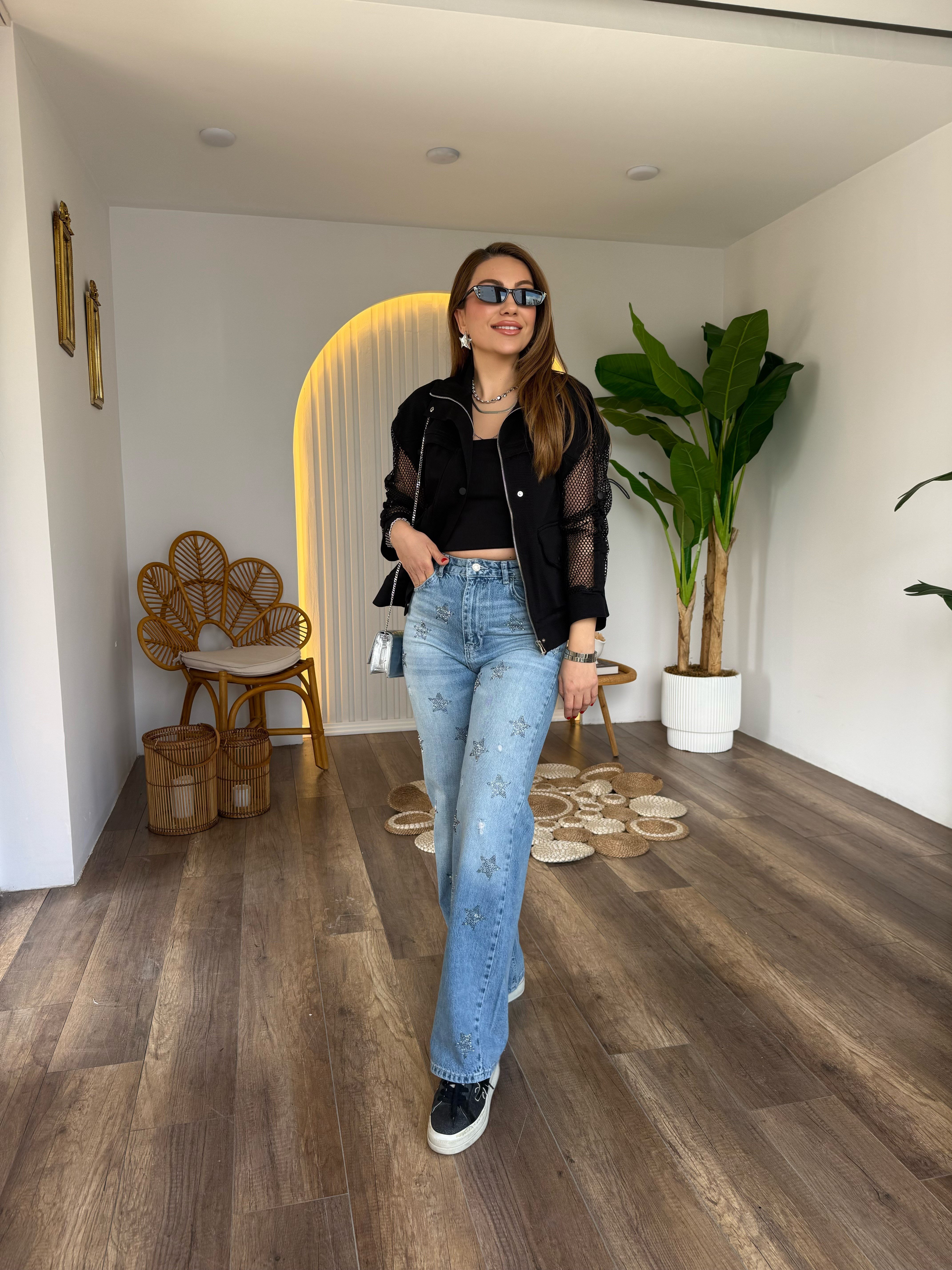 11690 Kolu Fileli Gabardin Ceket