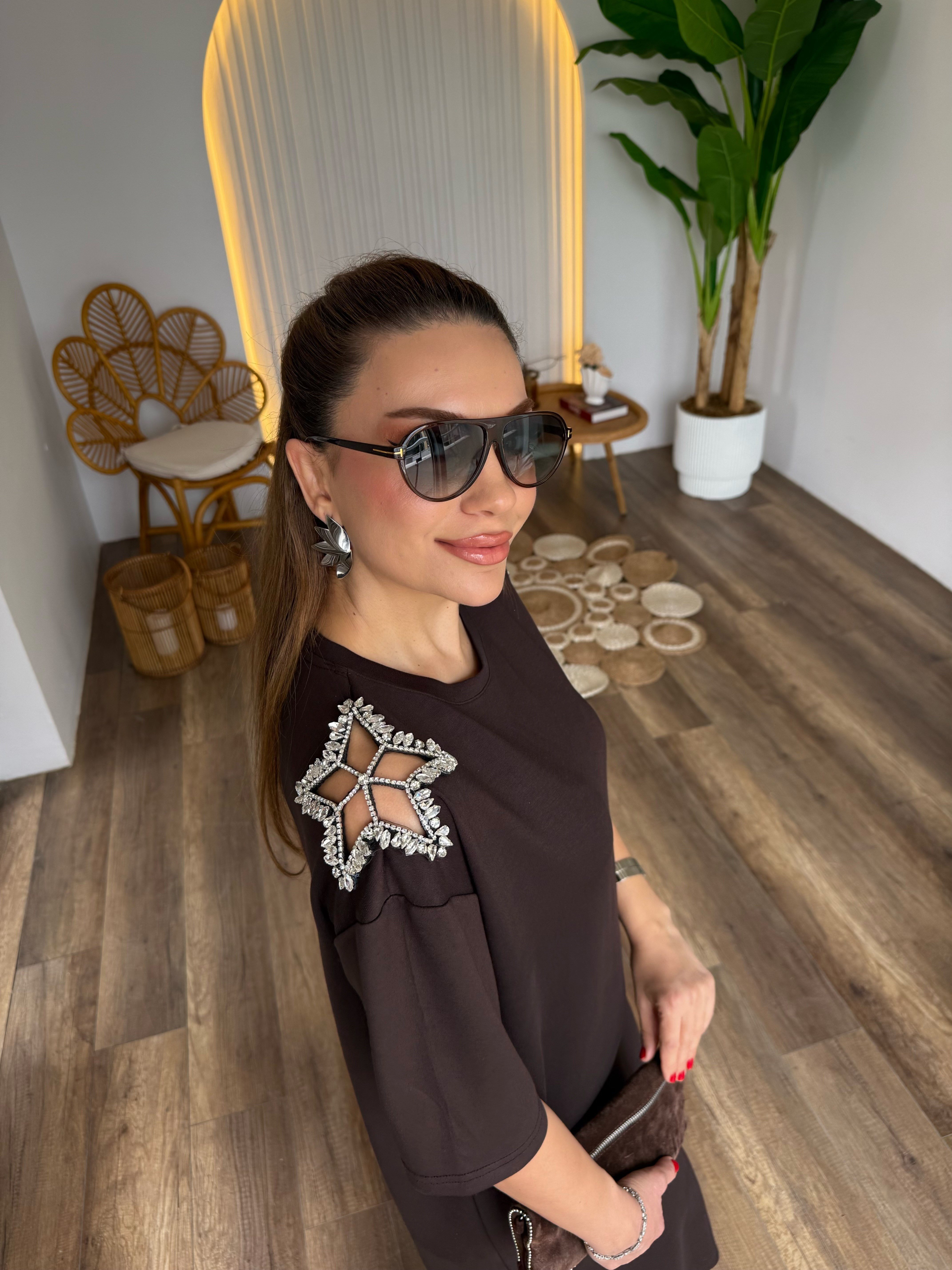 11705 Omuz Taşlı Elbise